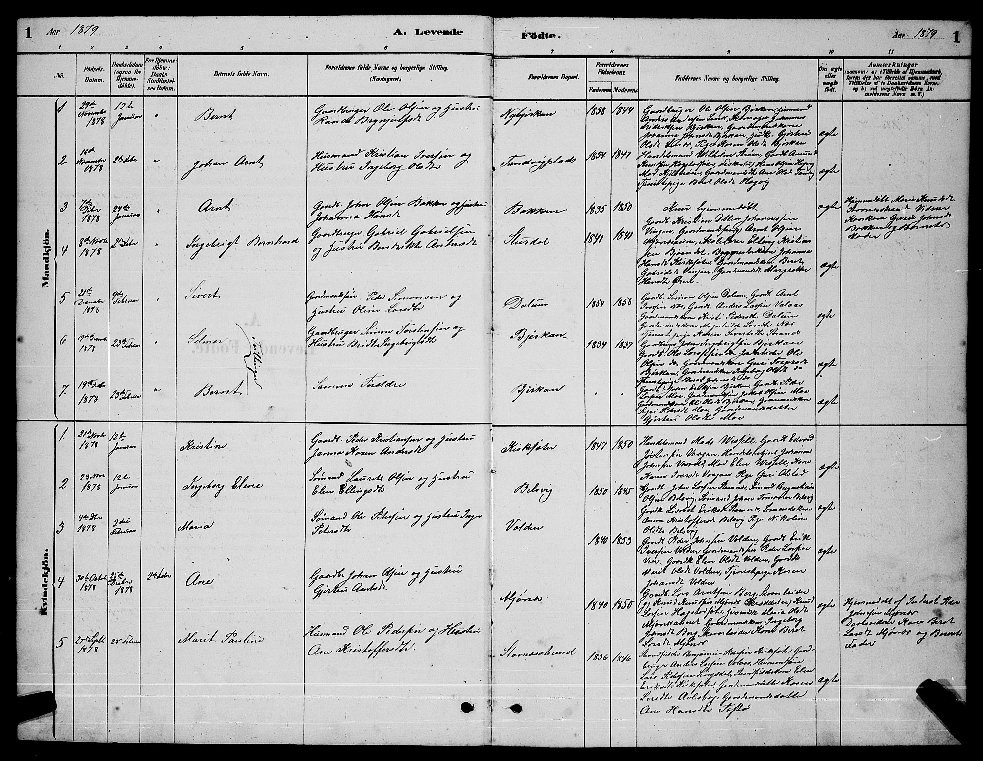 Ministerialprotokoller, klokkerbøker og fødselsregistre - Sør-Trøndelag, SAT/A-1456/630/L0504: Parish register (copy) no. 630C02, 1879-1898, p. 1