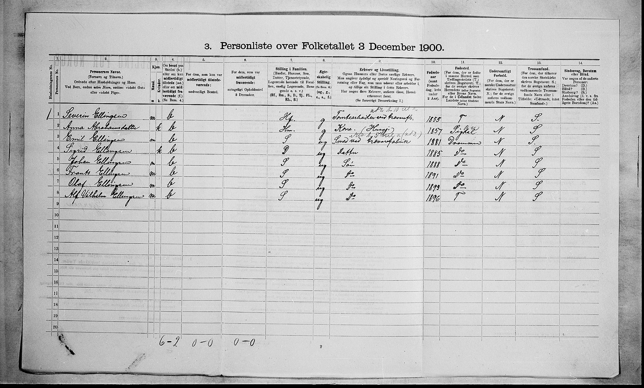 RA, 1900 census for Skoger, 1900, p. 655