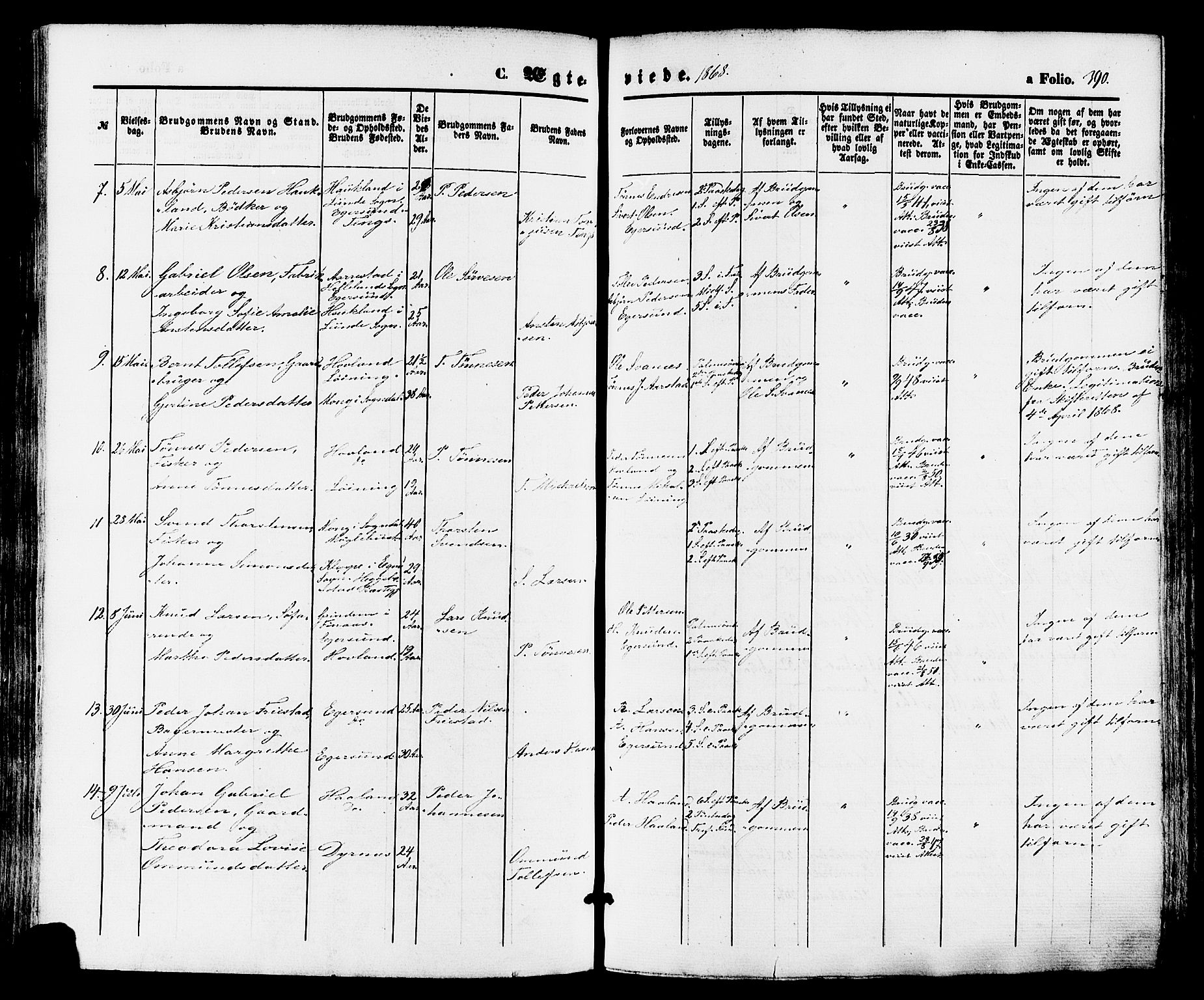 Eigersund sokneprestkontor, AV/SAST-A-101807/S08/L0014: Parish register (official) no. A 13, 1866-1878, p. 390