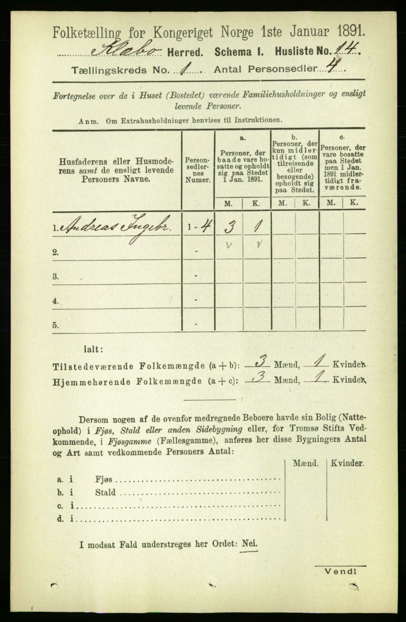 RA, 1891 census for 1662 Klæbu, 1891, p. 39