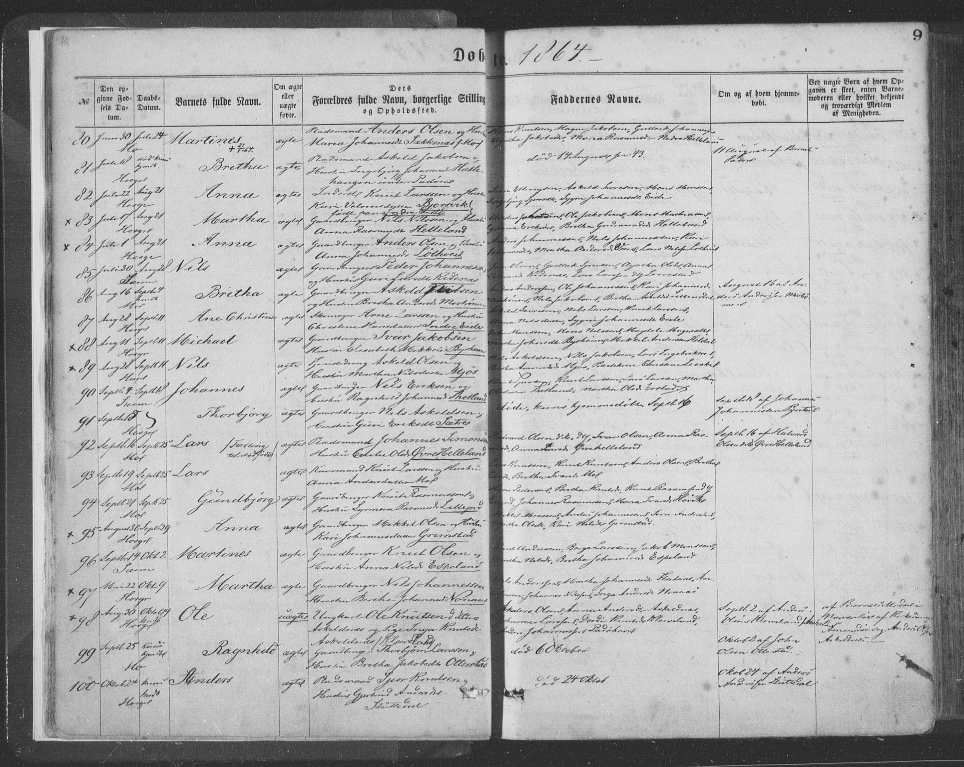 Hosanger sokneprestembete, AV/SAB-A-75801/H/Haa: Parish register (official) no. A 9, 1864-1876, p. 9