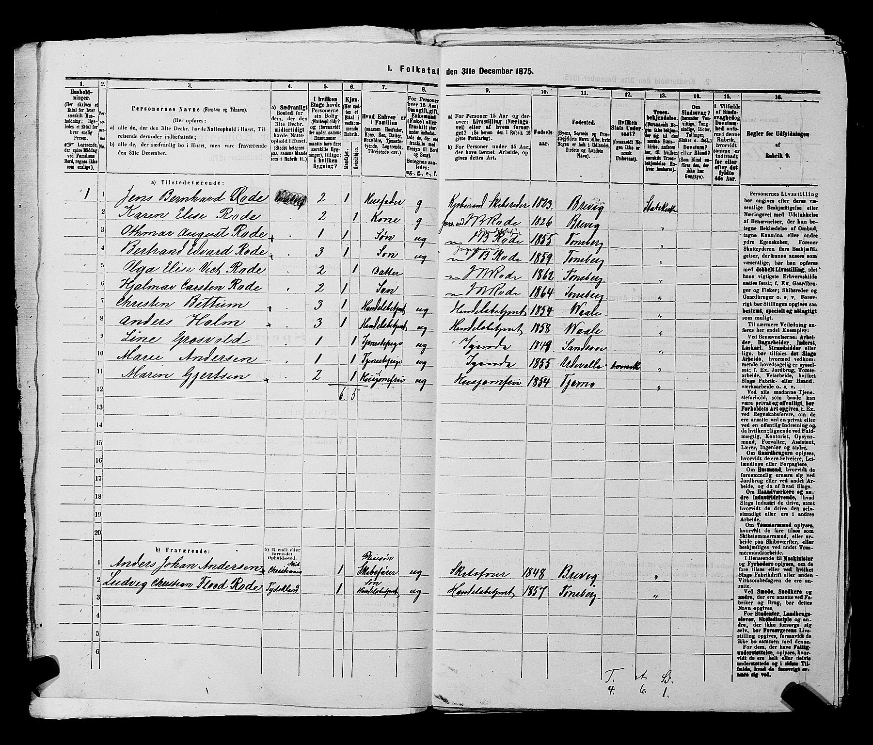 SAKO, 1875 census for 0705P Tønsberg, 1875, p. 372