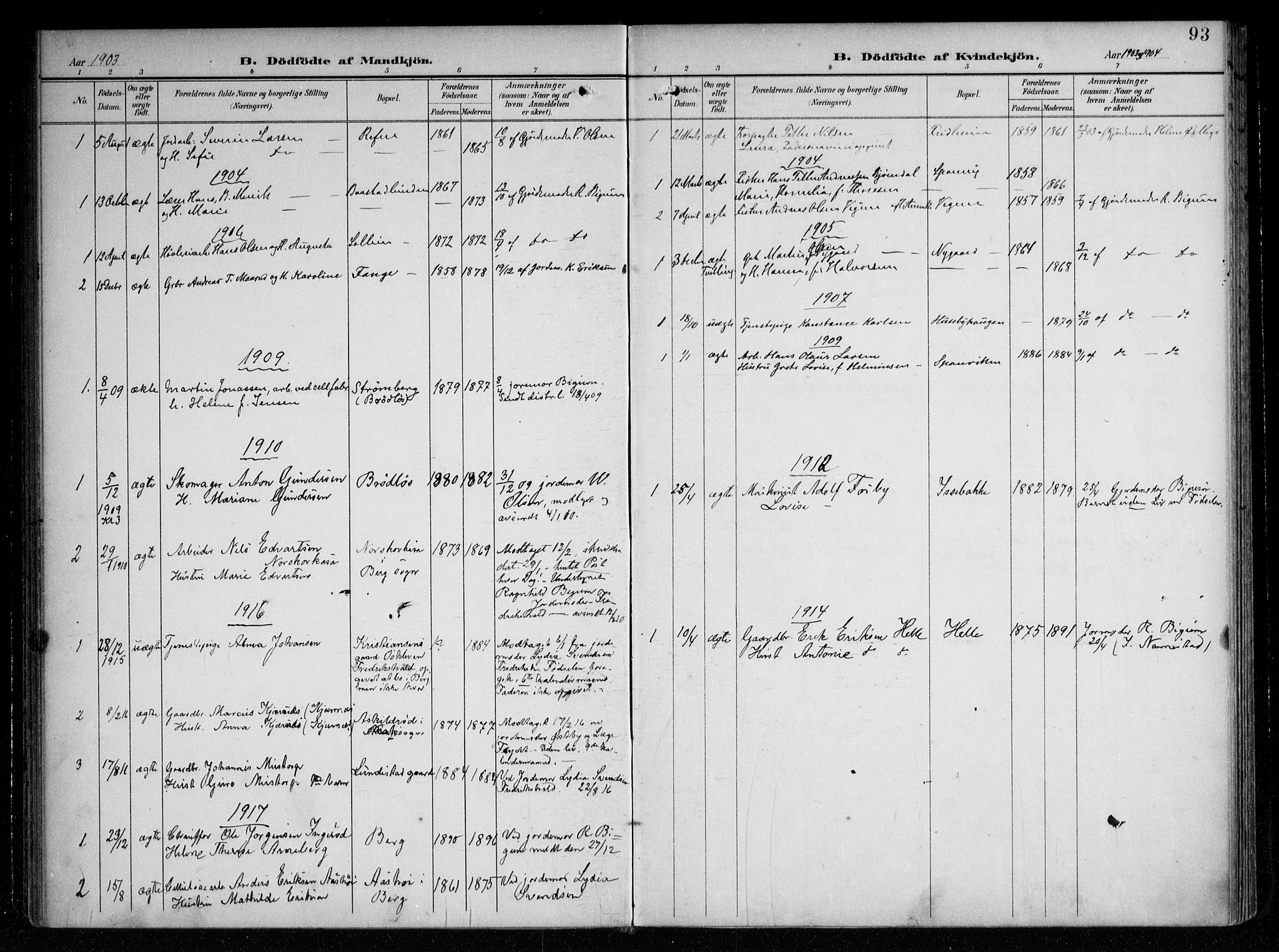 Berg prestekontor Kirkebøker, AV/SAO-A-10902/F/Fa/L0008: Parish register (official) no. I 8, 1902-1920, p. 93