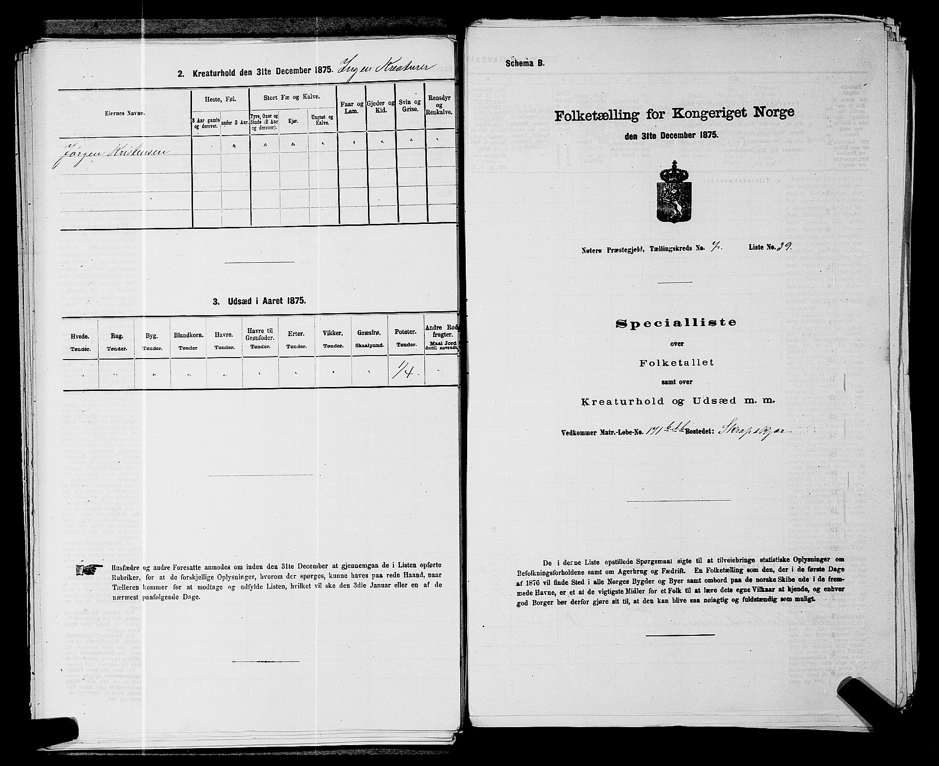 SAKO, 1875 census for 0722P Nøtterøy, 1875, p. 1412