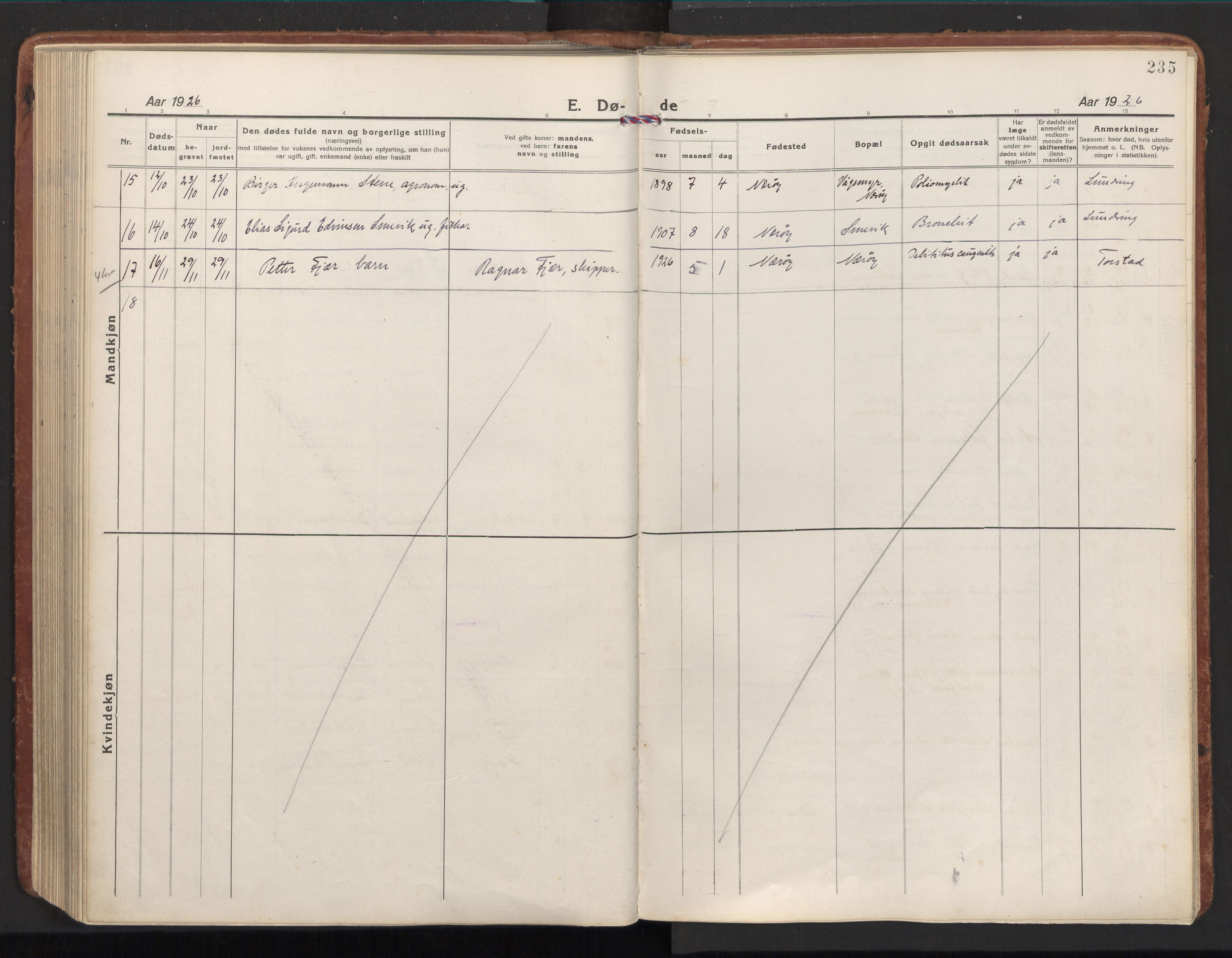 Ministerialprotokoller, klokkerbøker og fødselsregistre - Nord-Trøndelag, SAT/A-1458/784/L0678: Parish register (official) no. 784A13, 1921-1938, p. 235