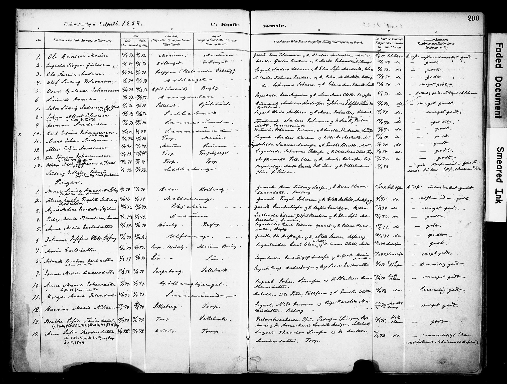 Borge prestekontor Kirkebøker, AV/SAO-A-10903/F/Fa/L0008: Parish register (official) no. I 8B, 1887-1902, p. 200