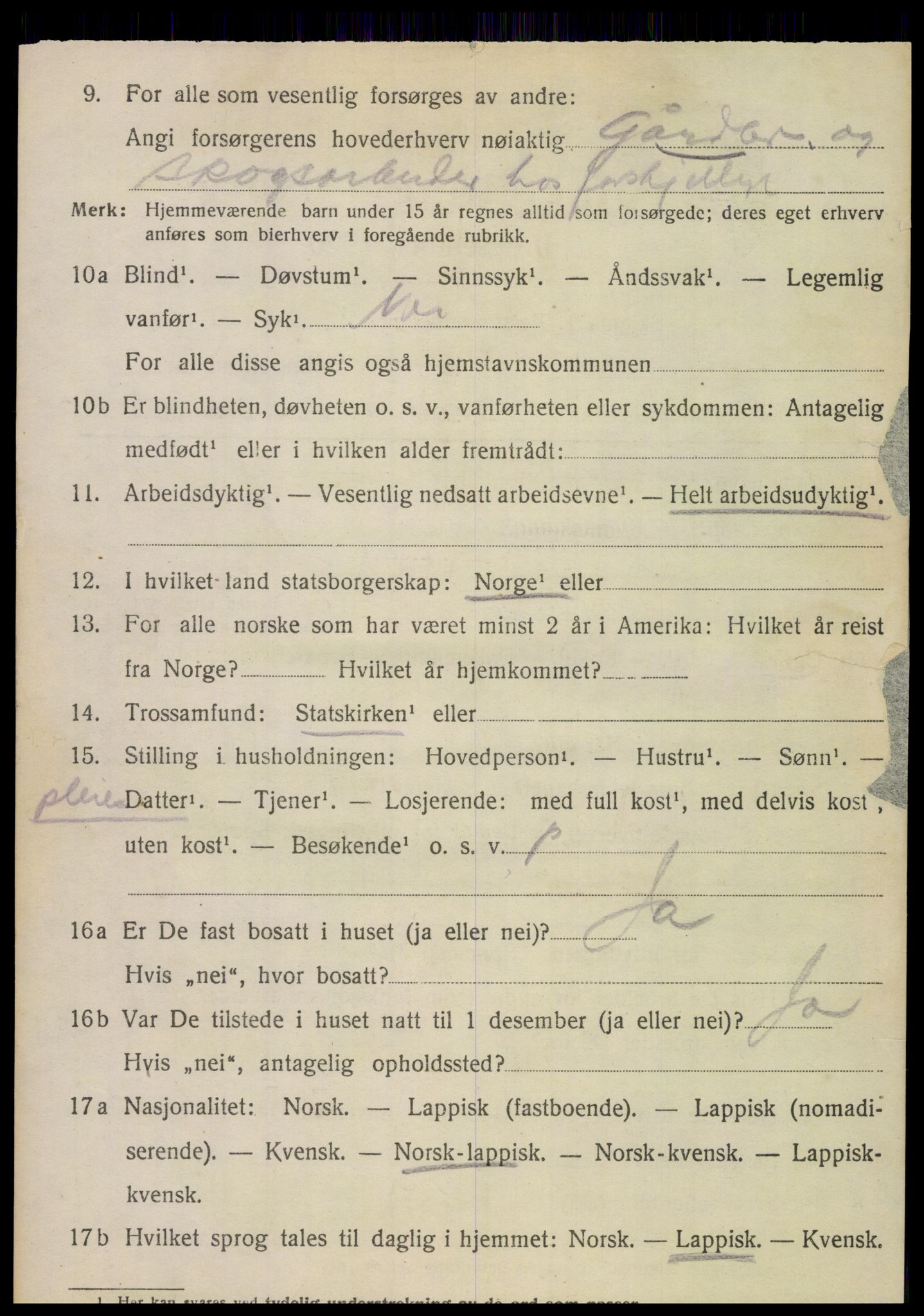 SAT, 1920 census for Hamarøy, 1920, p. 6779