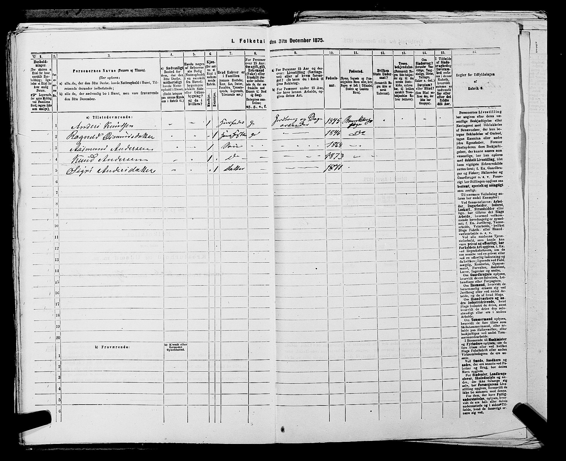 SAKO, 1875 census for 0829P Kviteseid, 1875, p. 476