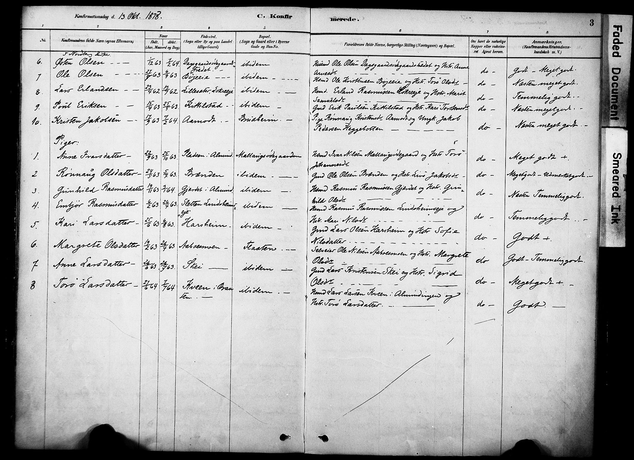 Skjåk prestekontor, AV/SAH-PREST-072/H/Ha/Haa/L0002: Parish register (official) no. 2, 1878-1907, p. 3