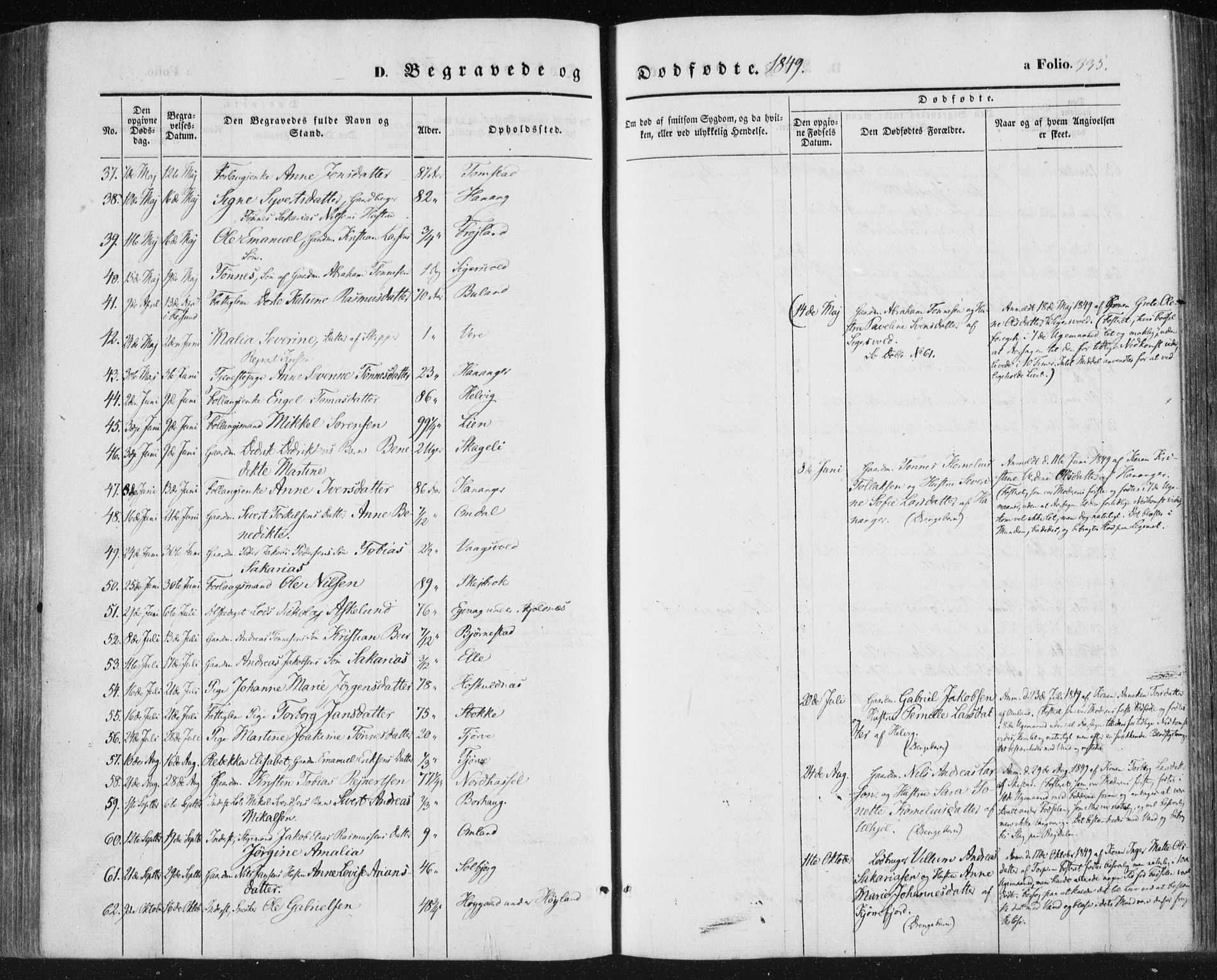 Lista sokneprestkontor, SAK/1111-0027/F/Fa/L0010: Parish register (official) no. A 10, 1846-1861, p. 335