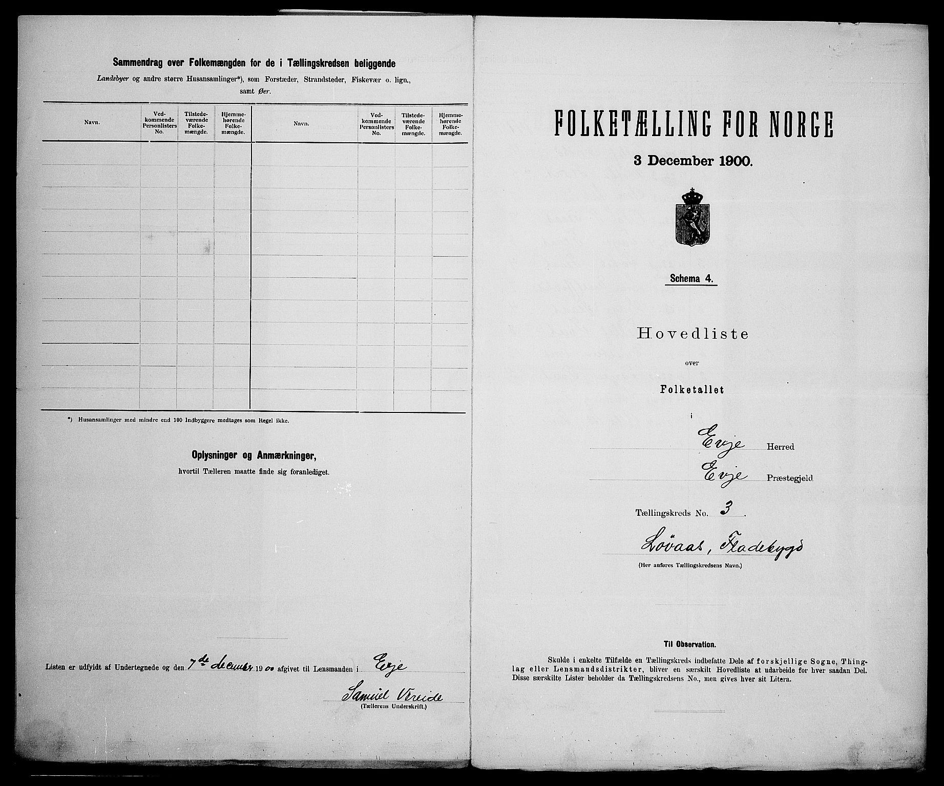 SAK, 1900 census for Evje, 1900, p. 14