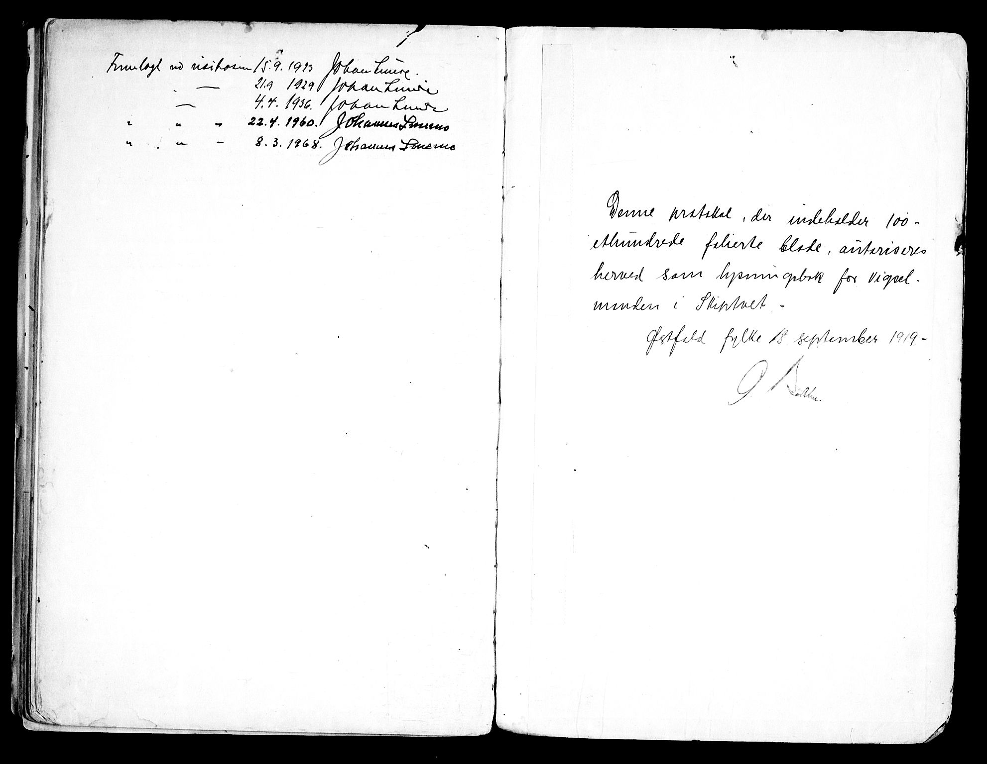 Skiptvet prestekontor Kirkebøker, SAO/A-20009/H/Ha/L0001: Banns register no. 1, 1919-1969