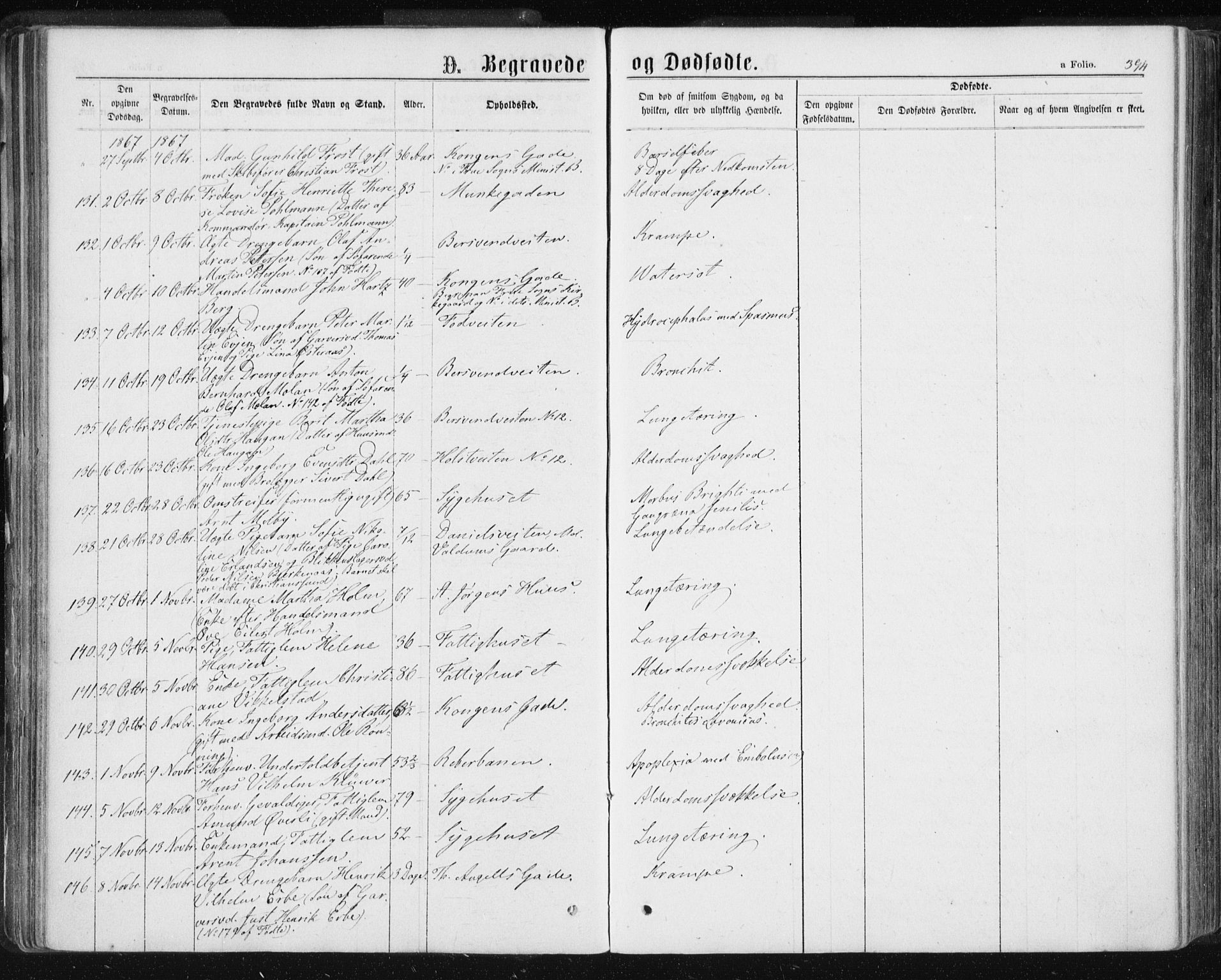 Ministerialprotokoller, klokkerbøker og fødselsregistre - Sør-Trøndelag, AV/SAT-A-1456/601/L0055: Parish register (official) no. 601A23, 1866-1877, p. 394