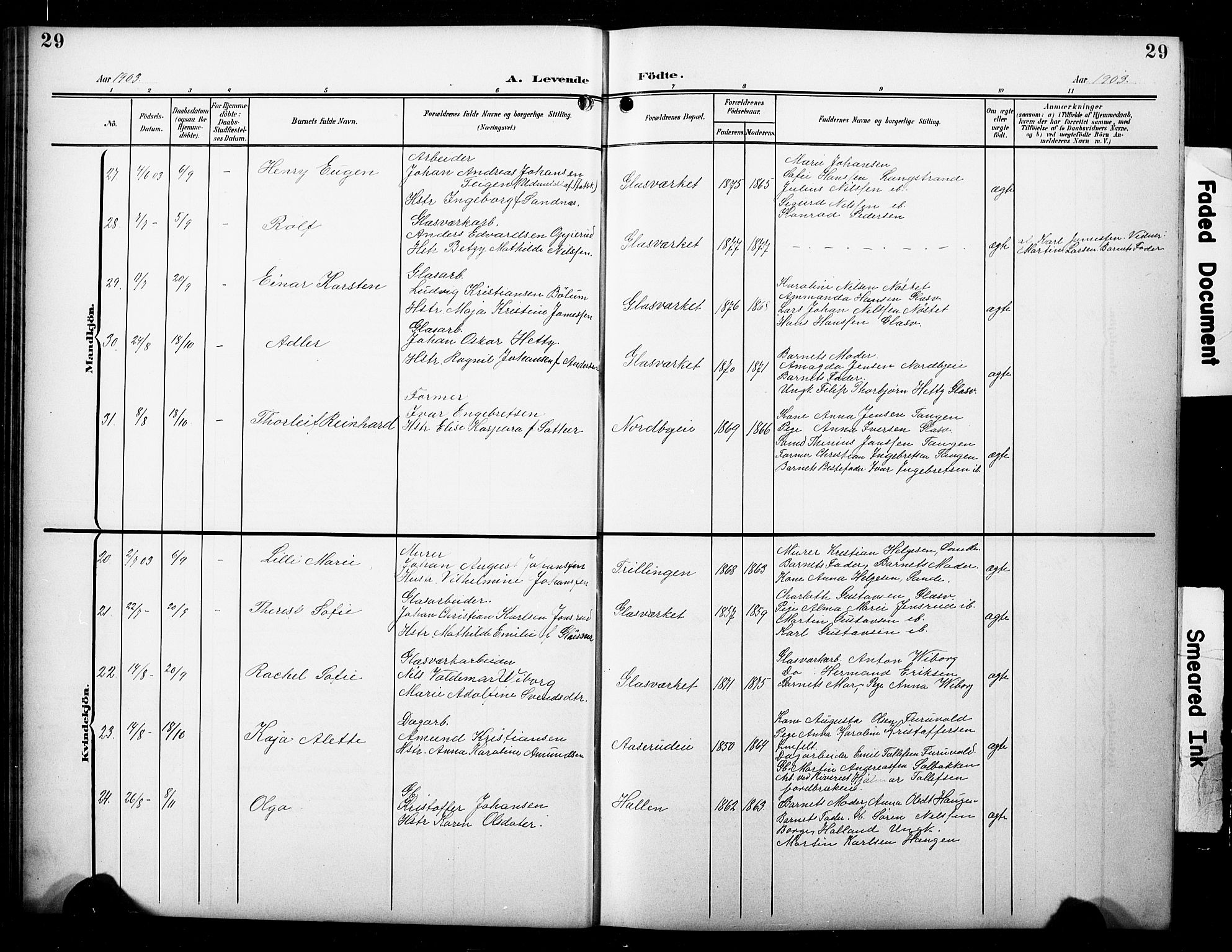 Skoger kirkebøker, SAKO/A-59/G/Ga/L0003: Parish register (copy) no. I 3, 1900-1927, p. 29