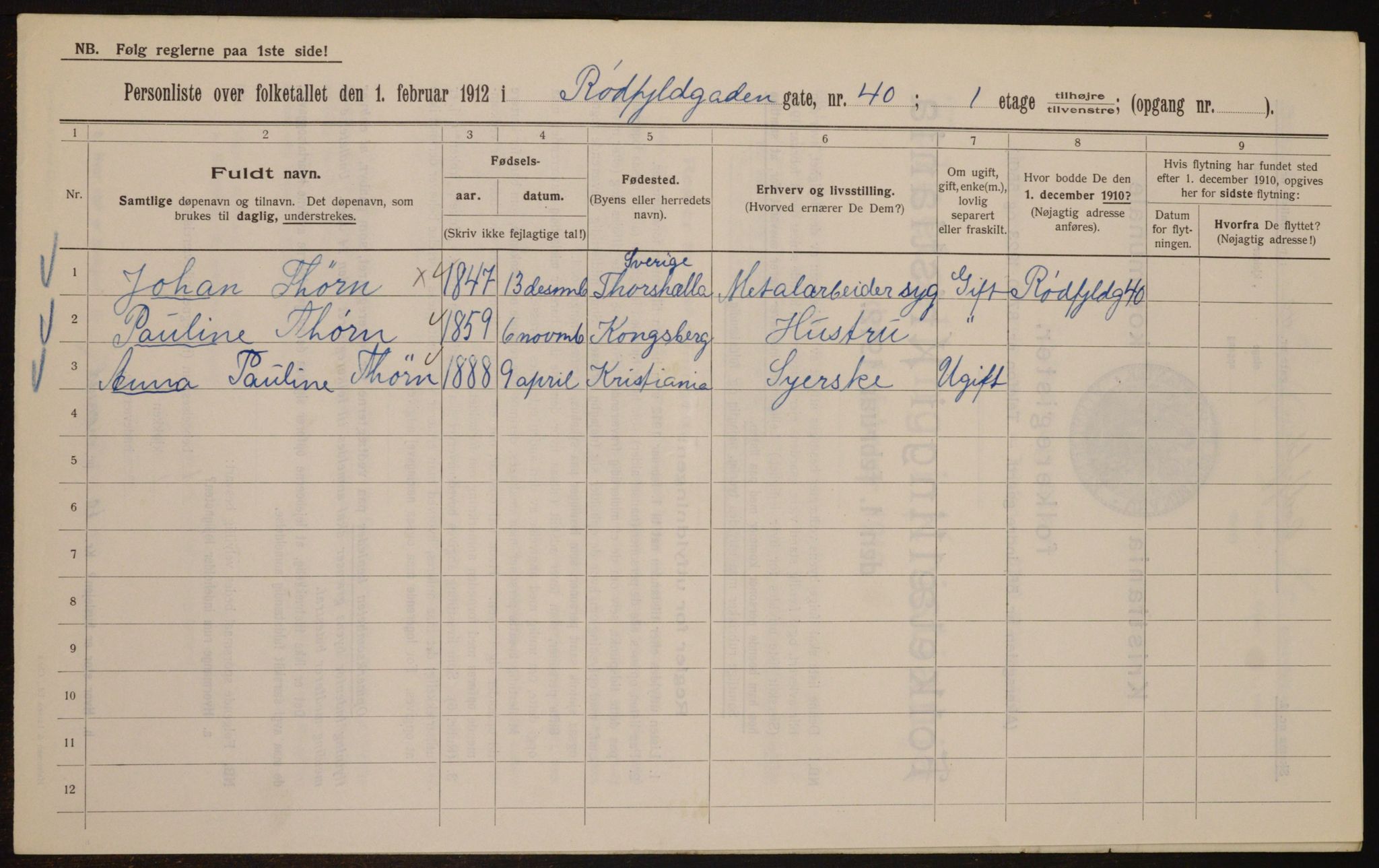 OBA, Municipal Census 1912 for Kristiania, 1912, p. 86322