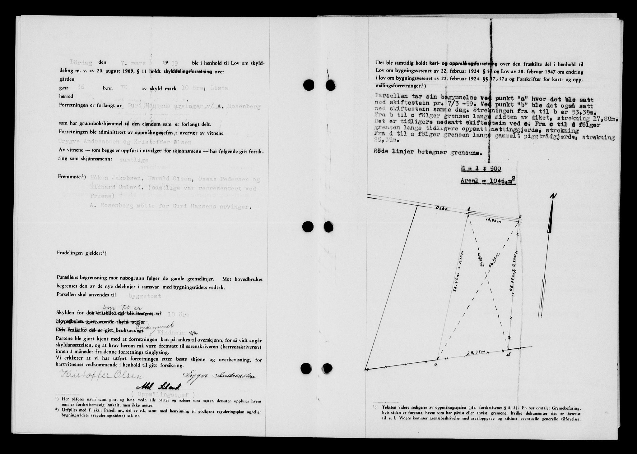 Lyngdal sorenskriveri, AV/SAK-1221-0004/G/Gb/L0679: Mortgage book no. A XXV, 1959-1960, Diary no: : 941/1959