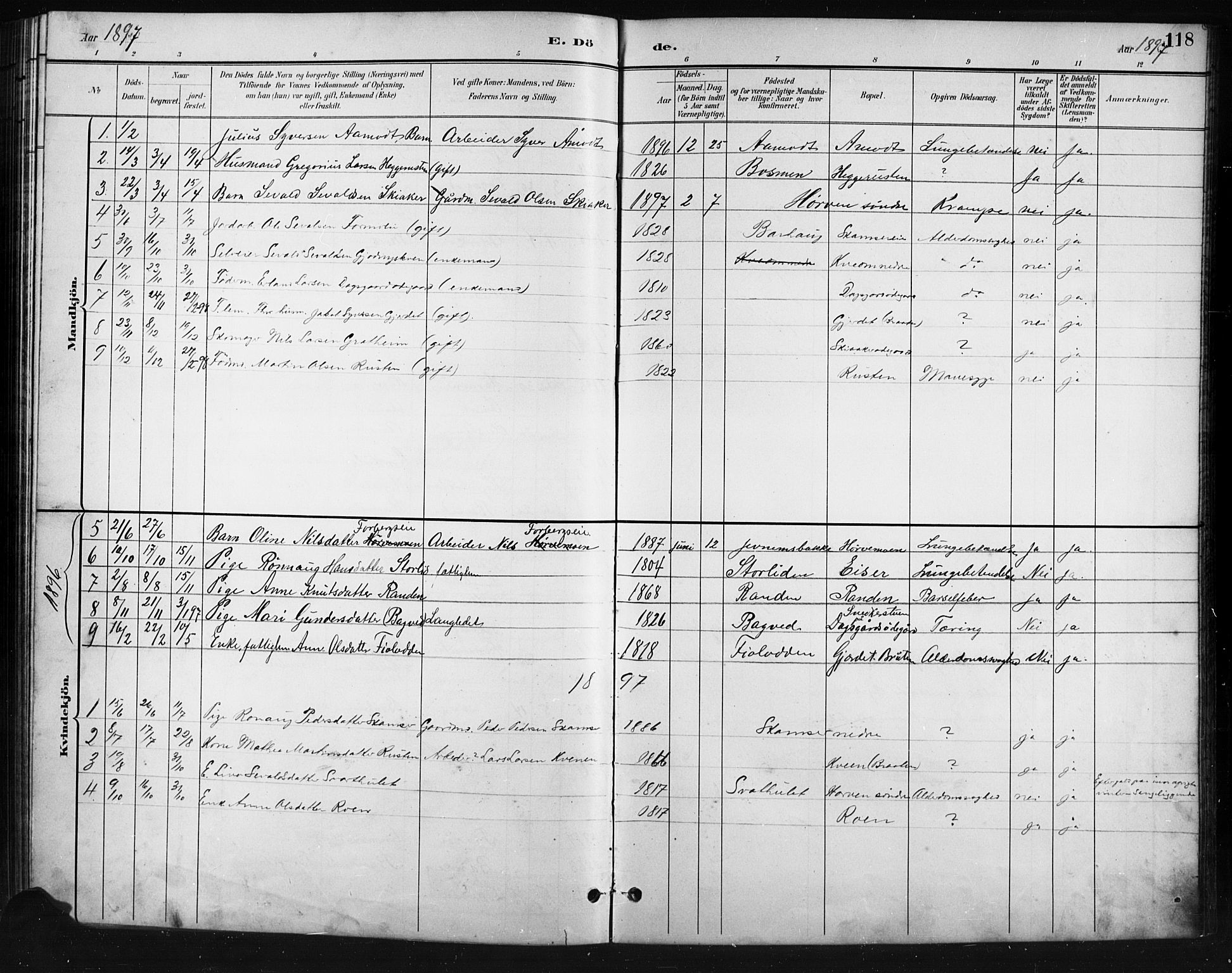 Skjåk prestekontor, SAH/PREST-072/H/Ha/Hab/L0004: Parish register (copy) no. 4, 1895-1921, p. 118