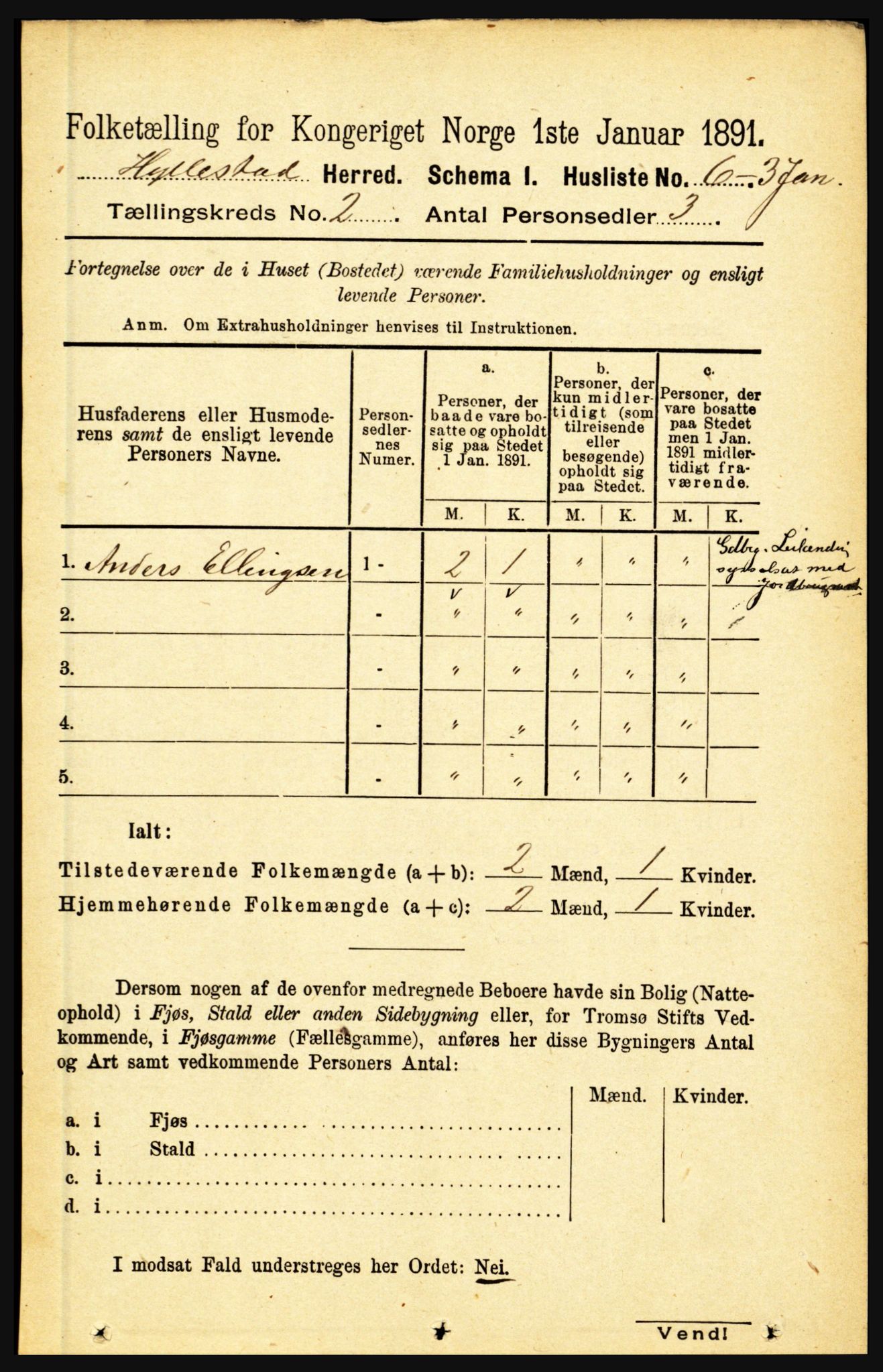 RA, 1891 census for 1413 Hyllestad, 1891, p. 126