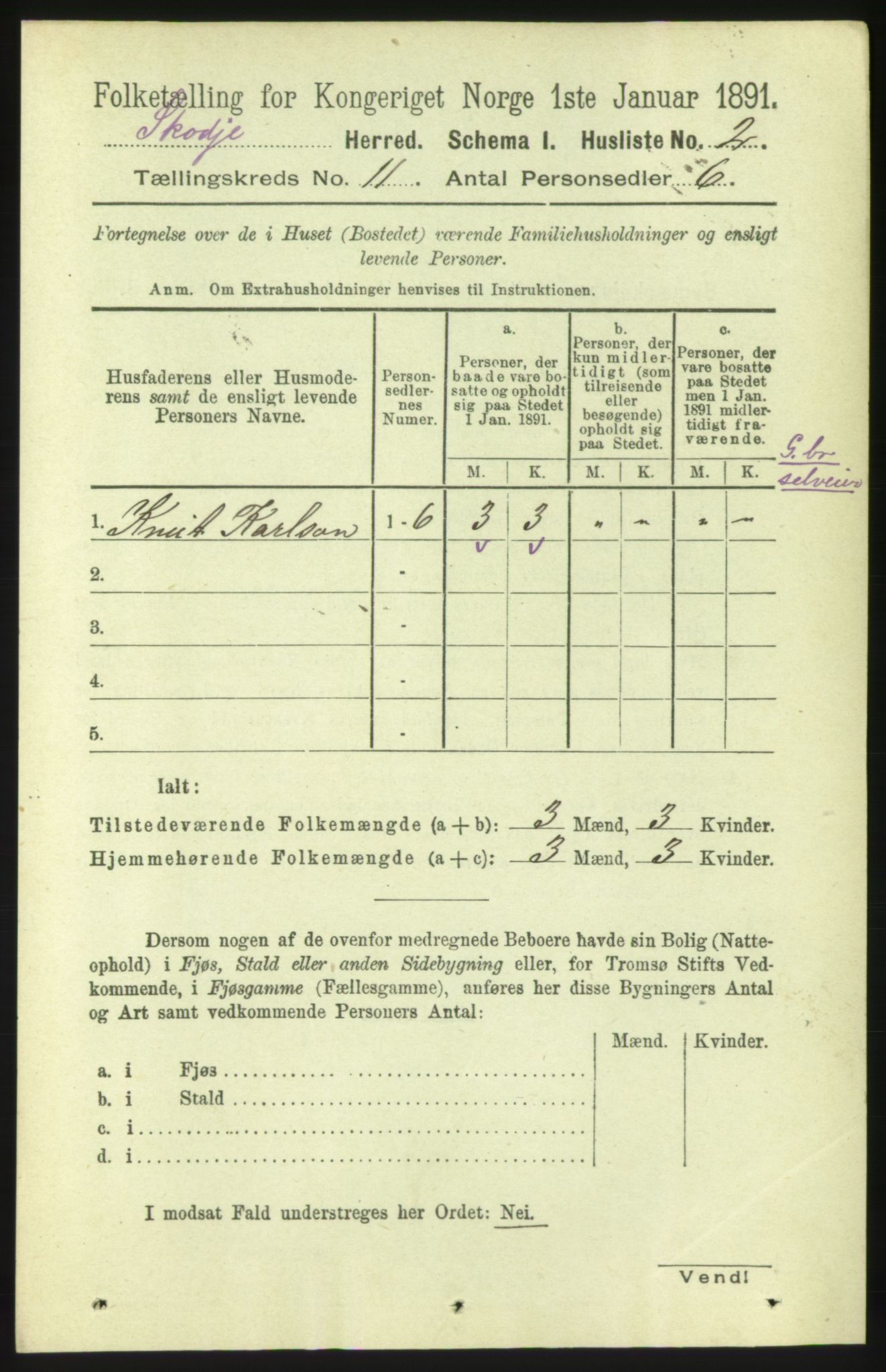 RA, 1891 census for 1529 Skodje, 1891, p. 2269