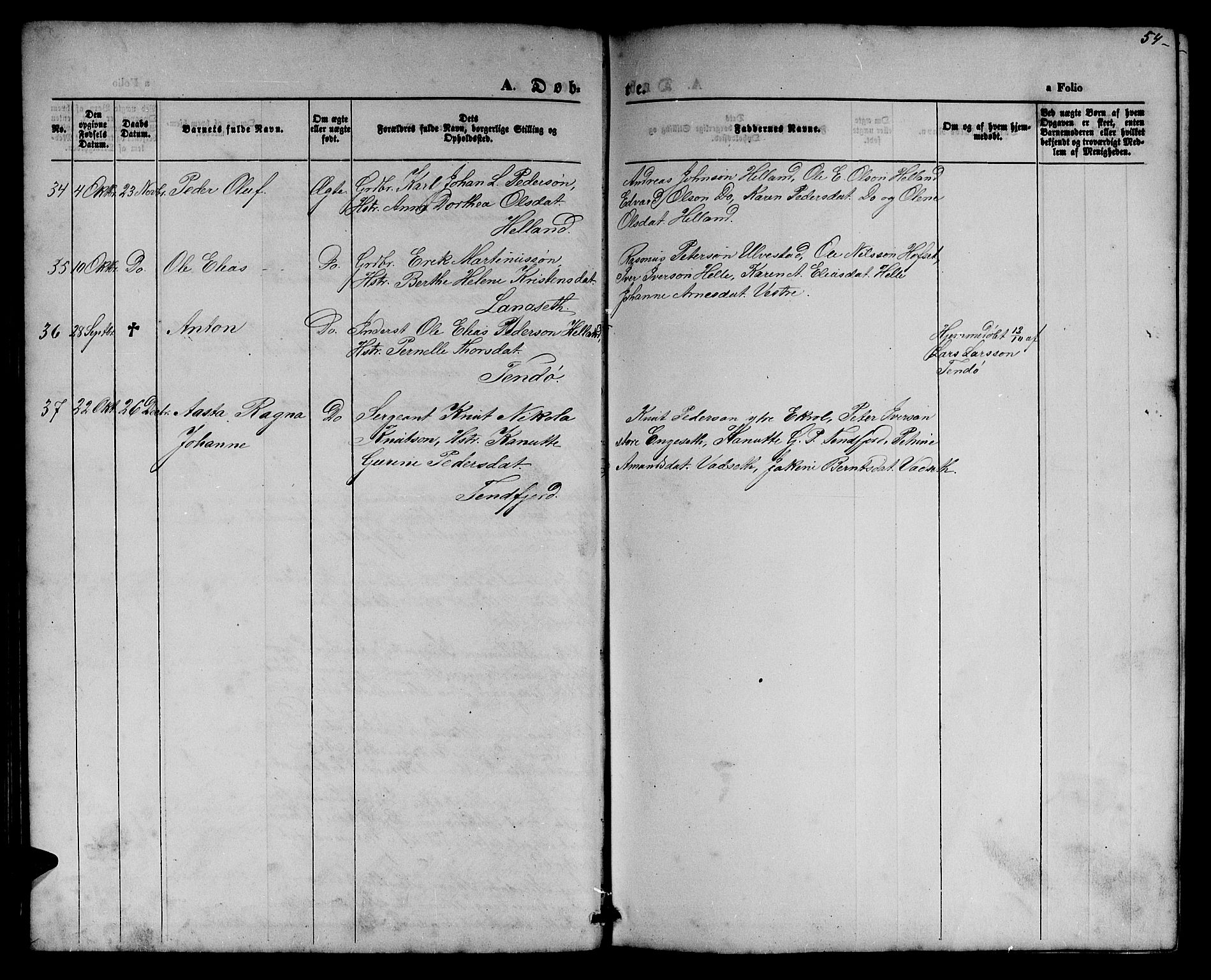 Ministerialprotokoller, klokkerbøker og fødselsregistre - Møre og Romsdal, AV/SAT-A-1454/525/L0375: Parish register (copy) no. 525C01, 1865-1879, p. 54