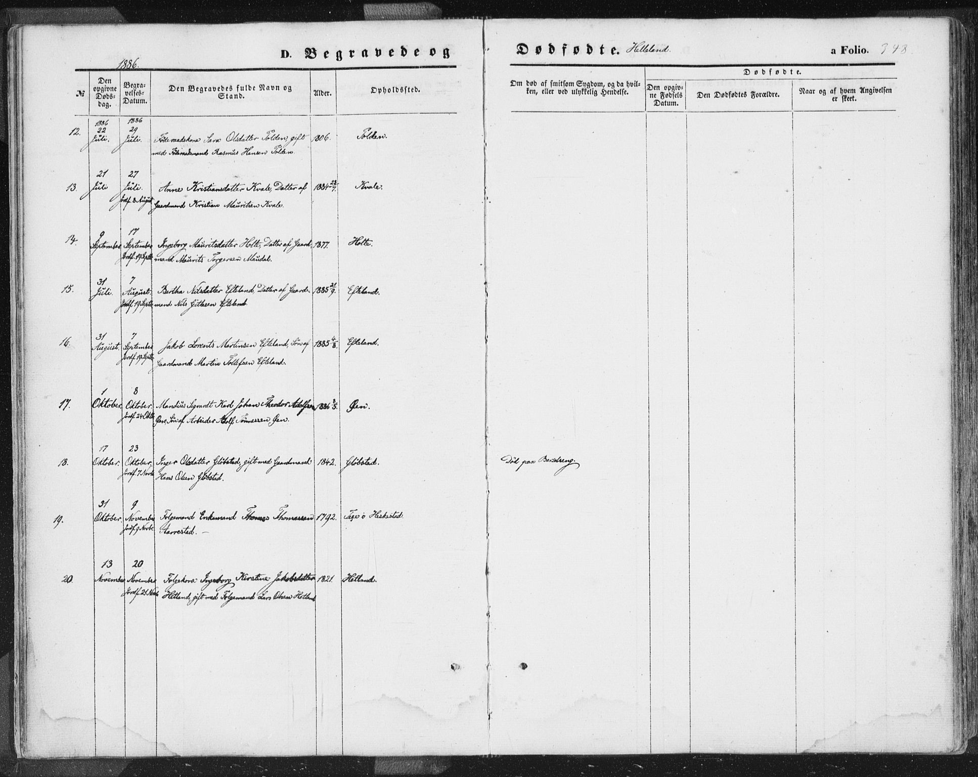 Helleland sokneprestkontor, SAST/A-101810: Parish register (official) no. A 7.2, 1863-1886, p. 348