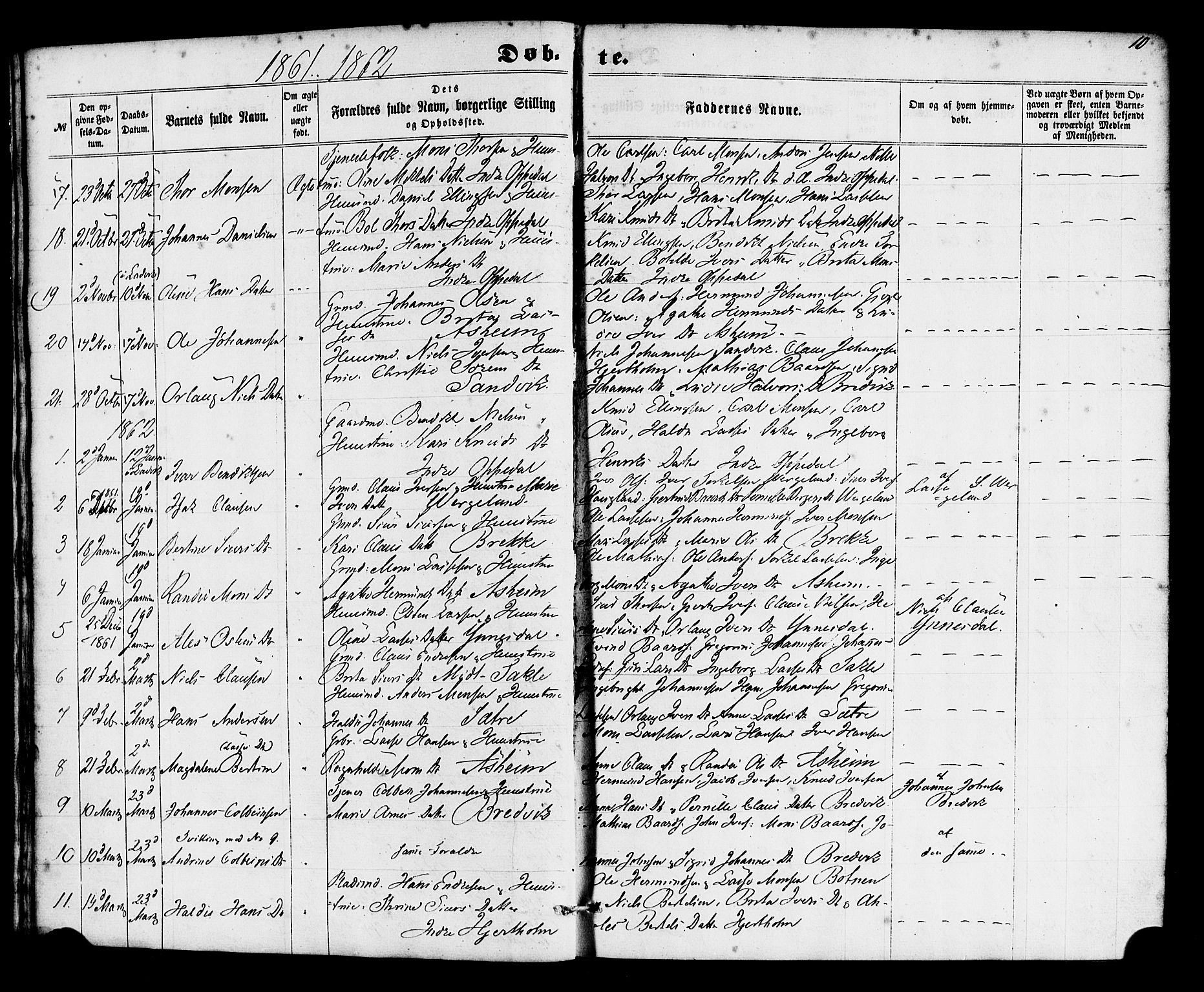 Gulen sokneprestembete, AV/SAB-A-80201/H/Haa/Haac/L0001: Parish register (official) no. C 1, 1859-1881, p. 10