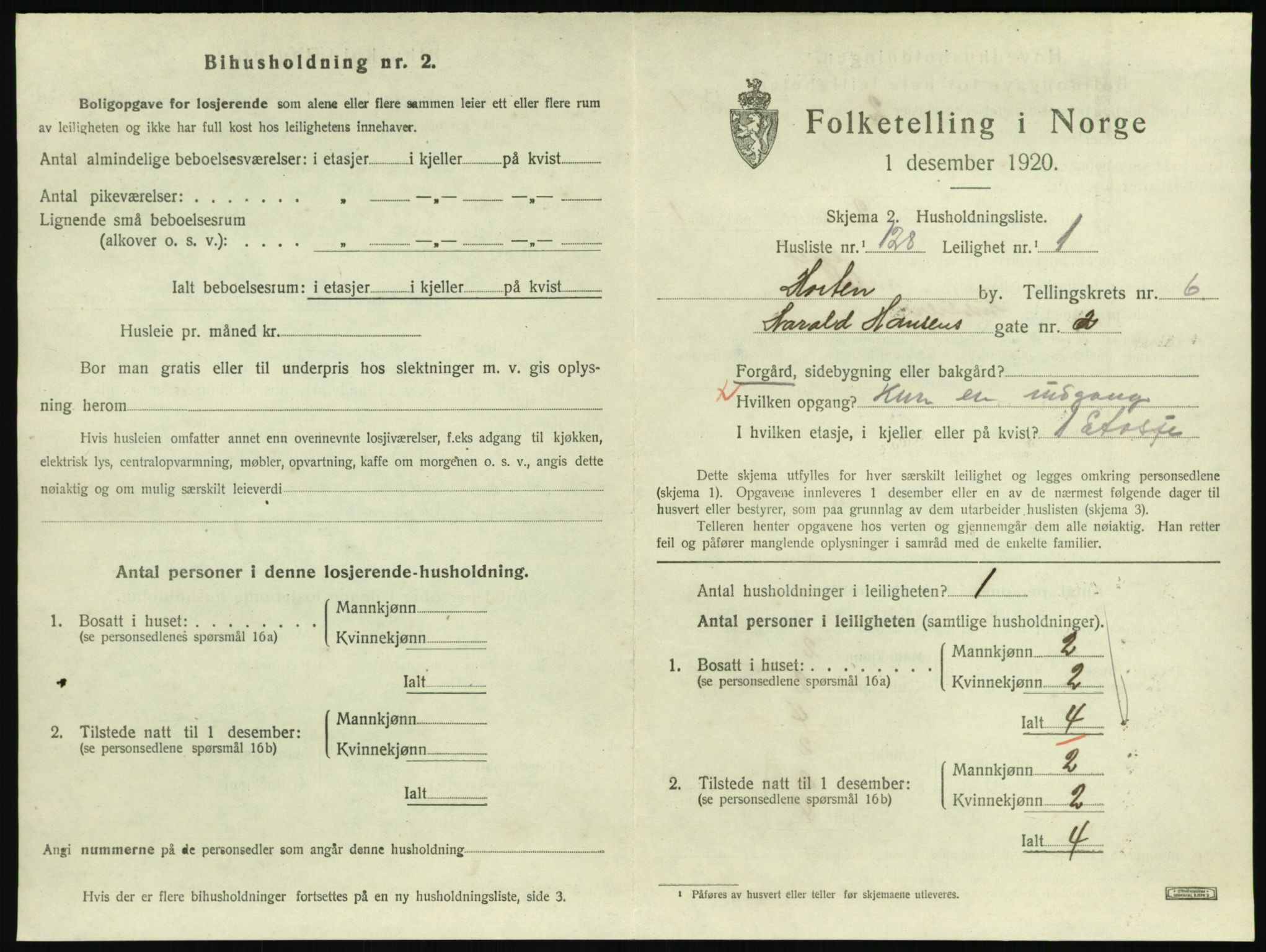 SAKO, 1920 census for Horten, 1920, p. 6877