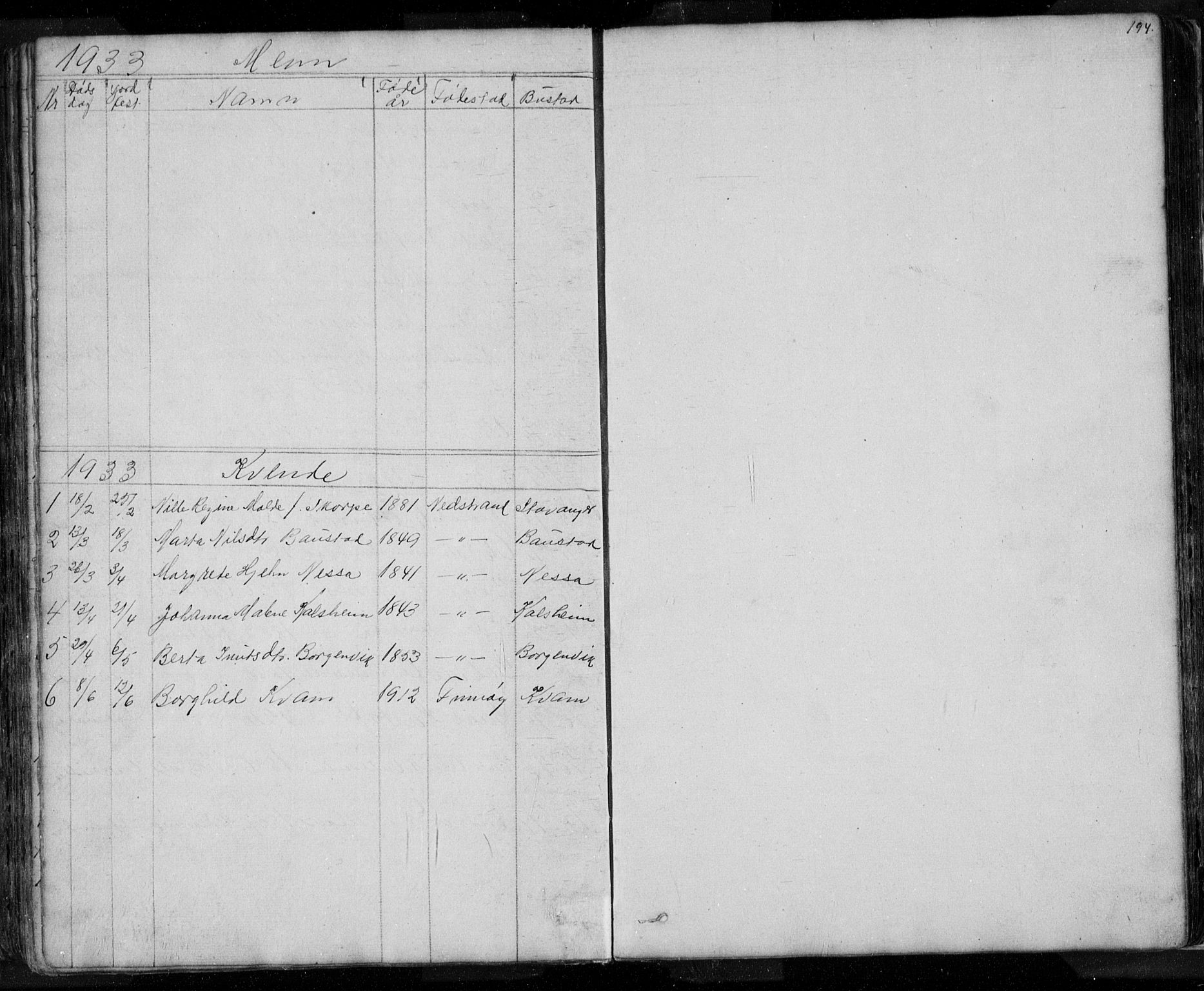 Nedstrand sokneprestkontor, SAST/A-101841/01/V: Parish register (copy) no. B 3, 1848-1933, p. 194