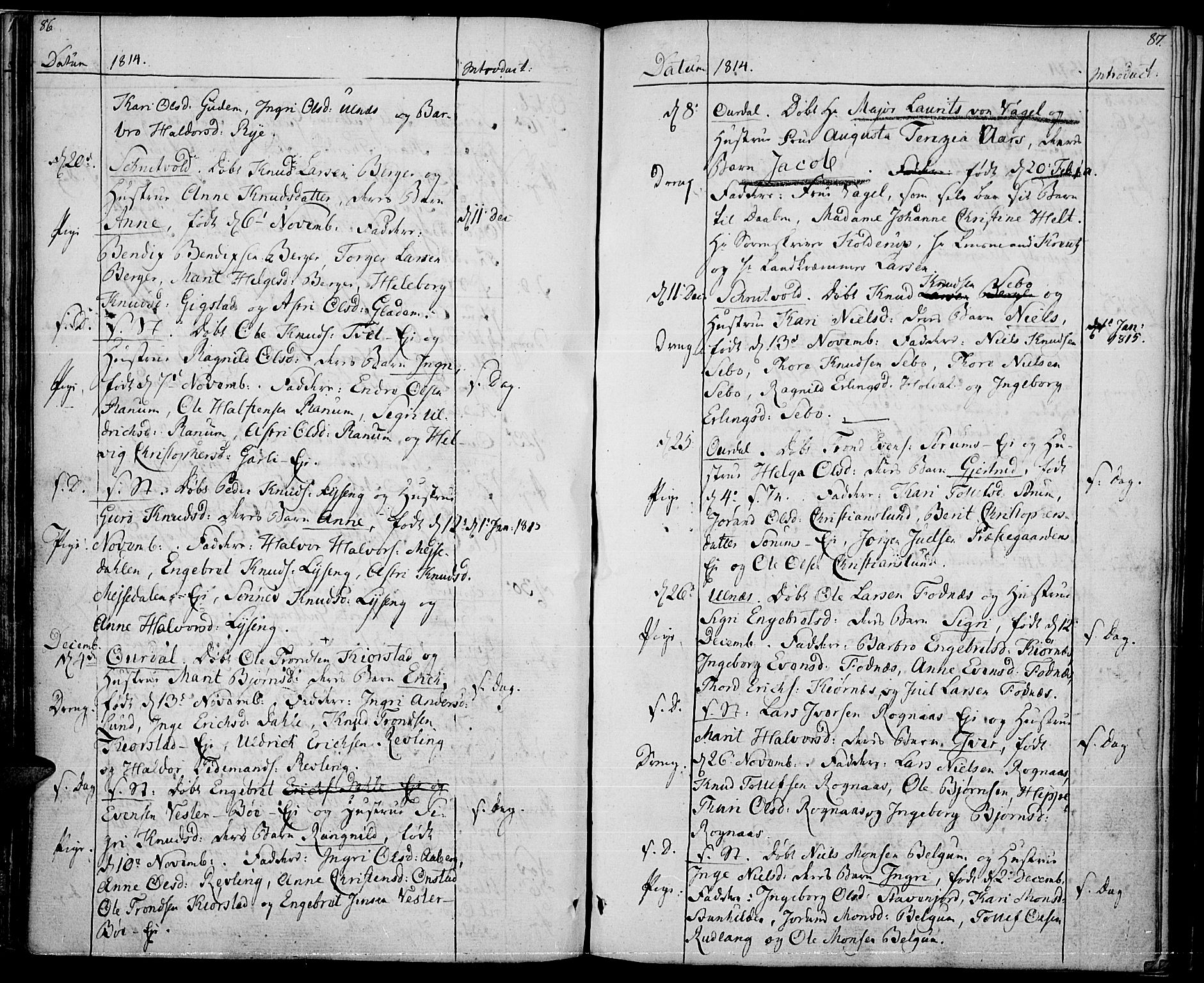 Nord-Aurdal prestekontor, SAH/PREST-132/H/Ha/Haa/L0001: Parish register (official) no. 1, 1808-1815, p. 86-87