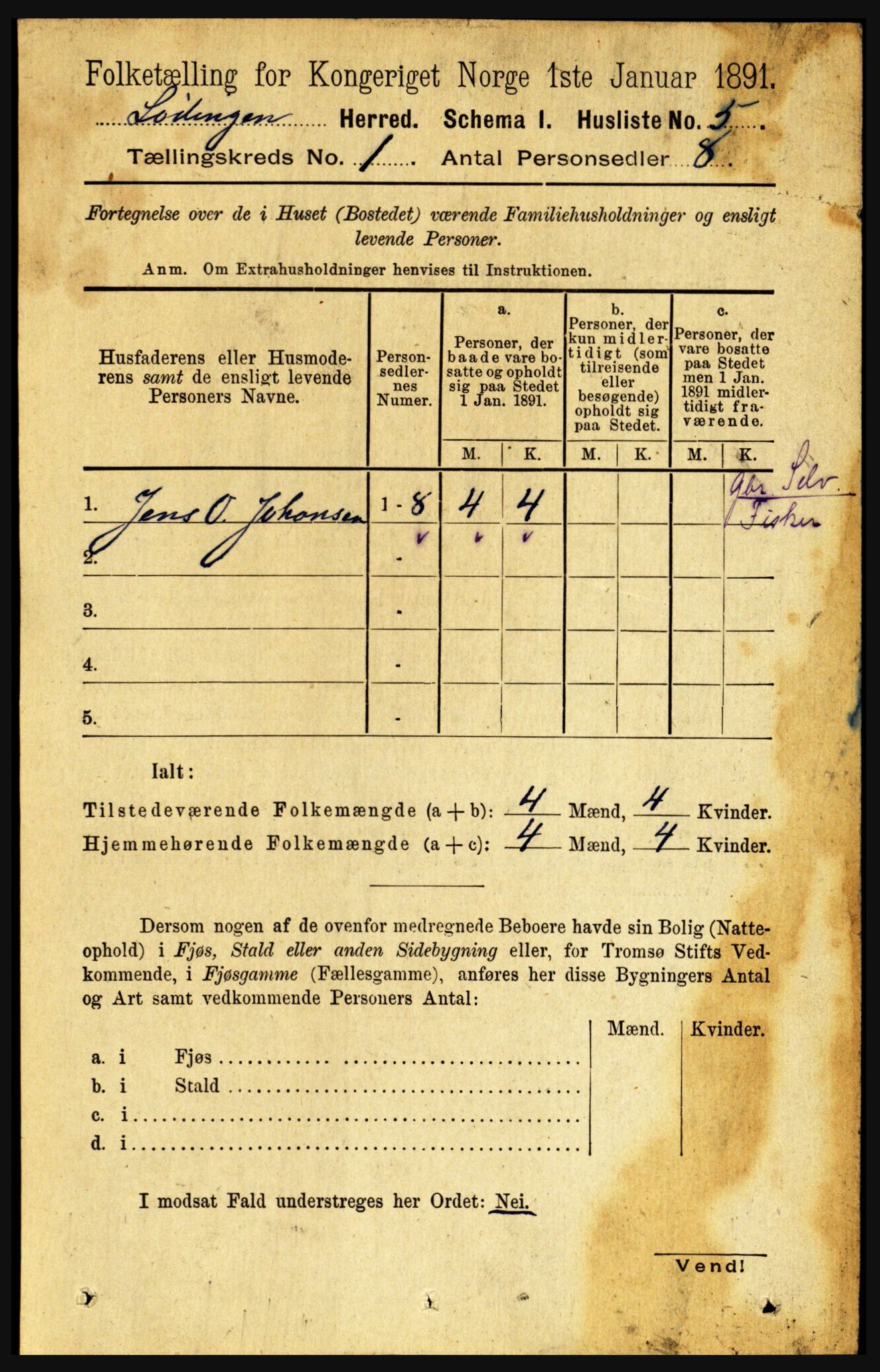 RA, 1891 census for 1851 Lødingen, 1891, p. 25