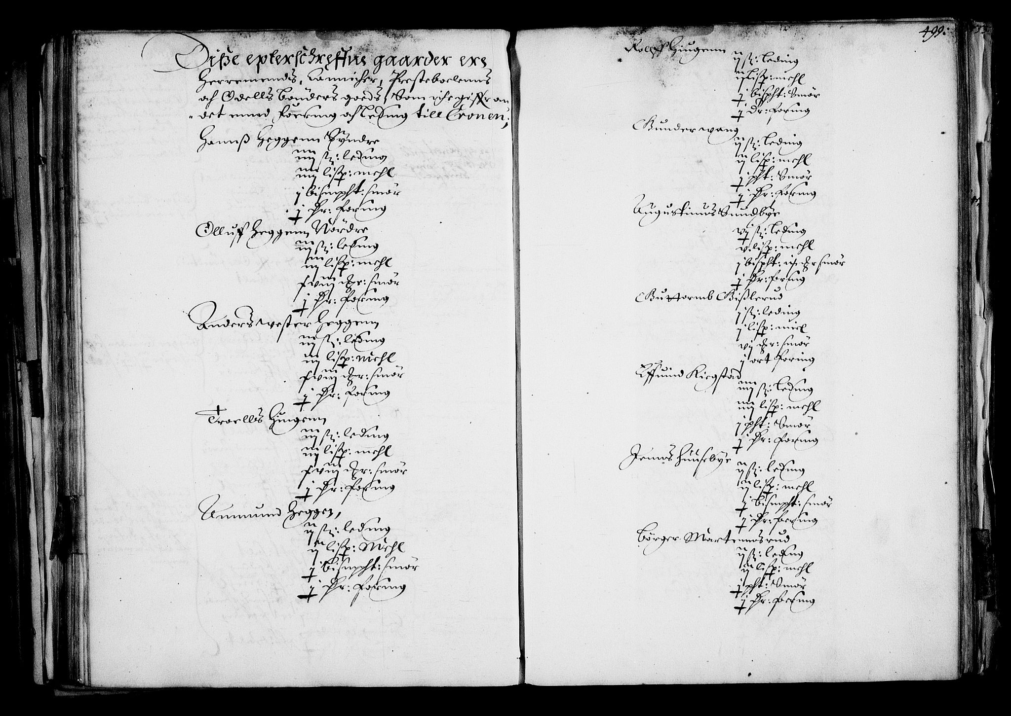 Rentekammeret inntil 1814, Realistisk ordnet avdeling, RA/EA-4070/N/Na/L0001: [XI f]: Akershus stifts jordebok, 1652, p. 498b-499a