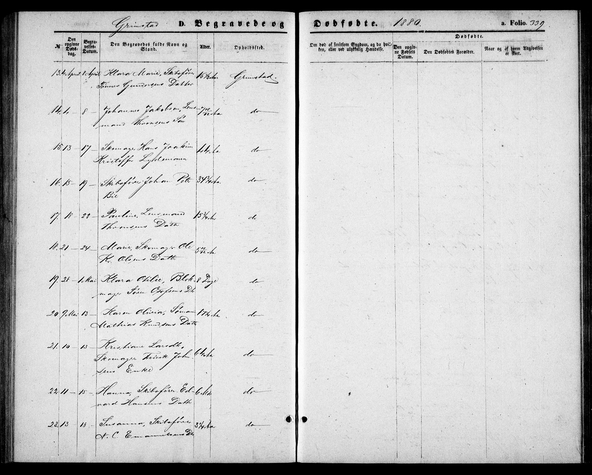 Fjære sokneprestkontor, AV/SAK-1111-0011/F/Fb/L0009: Parish register (copy) no. B 9, 1867-1870, p. 339