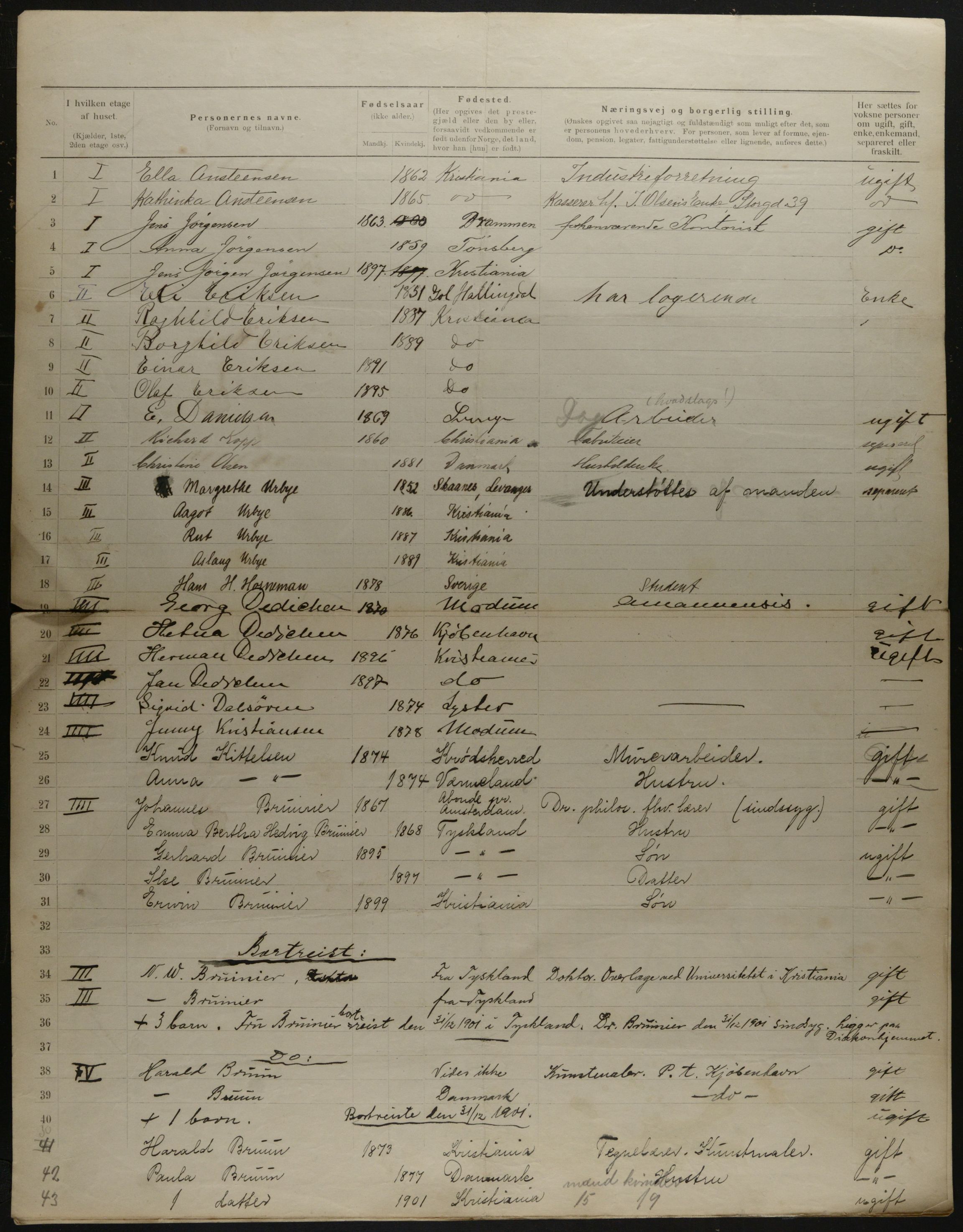 OBA, Municipal Census 1901 for Kristiania, 1901, p. 16731