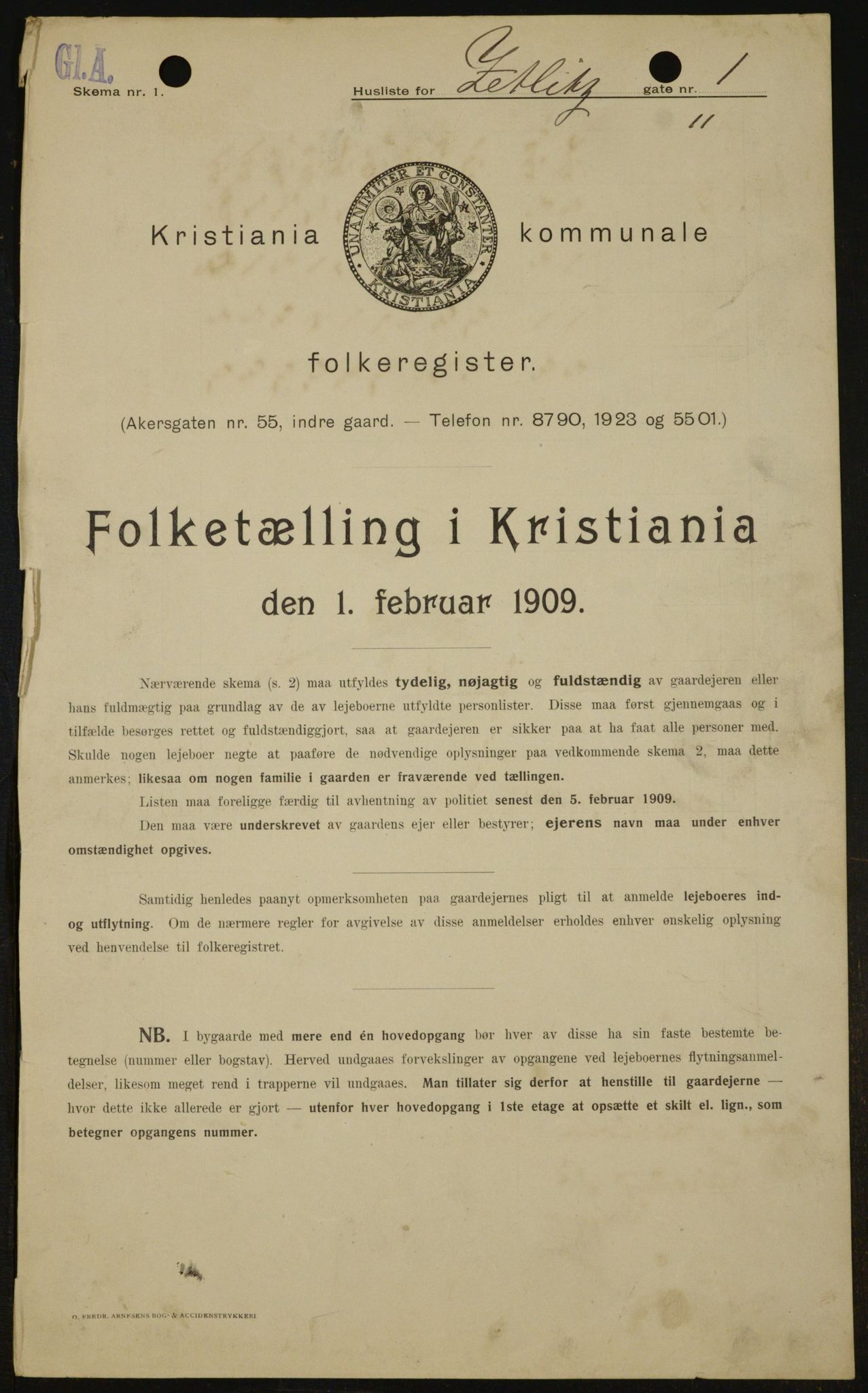 OBA, Municipal Census 1909 for Kristiania, 1909, p. 116774