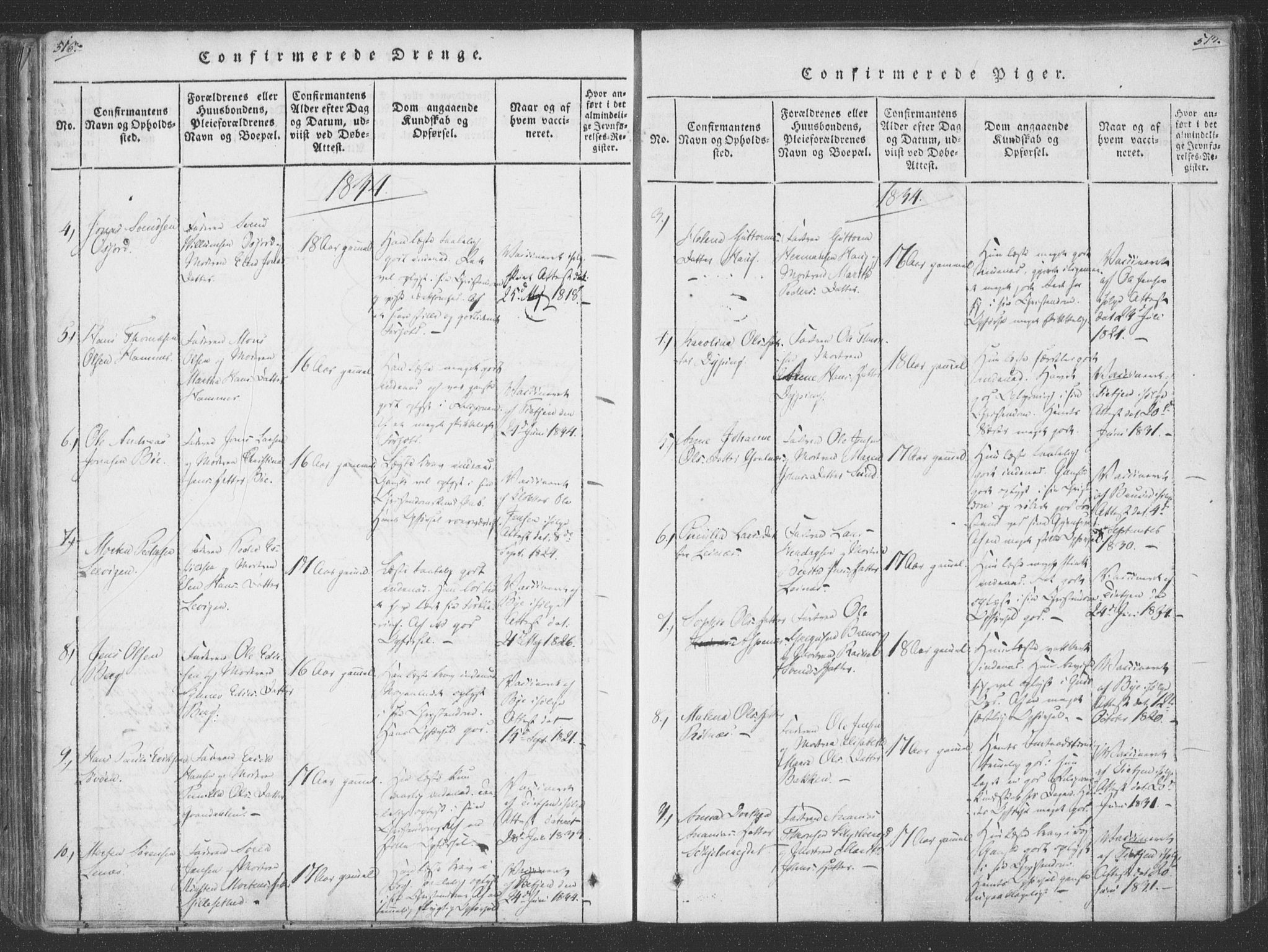 Ministerialprotokoller, klokkerbøker og fødselsregistre - Nordland, SAT/A-1459/855/L0798: Parish register (official) no. 855A06, 1821-1835, p. 516-517