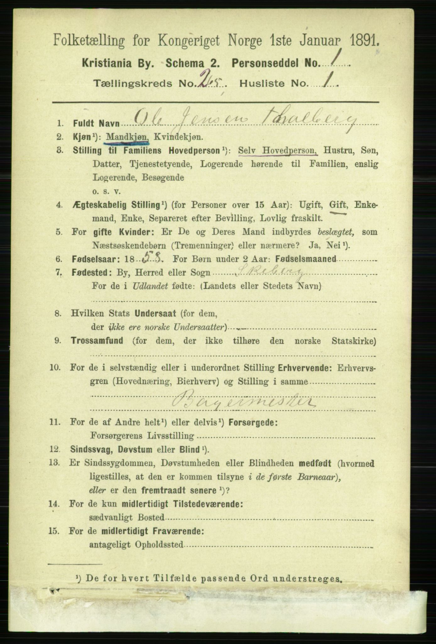 RA, 1891 census for 0301 Kristiania, 1891, p. 160930