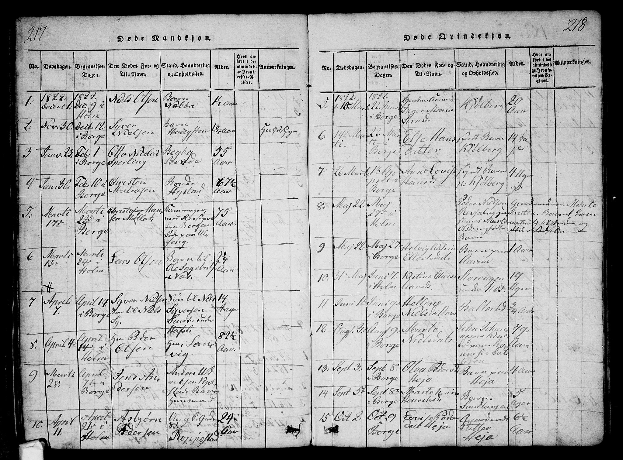 Borge prestekontor Kirkebøker, AV/SAO-A-10903/G/Ga/L0001: Parish register (copy) no.  I 1, 1815-1835, p. 217-218