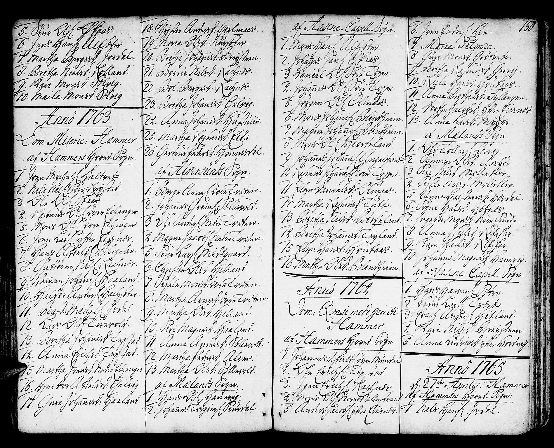 Hamre sokneprestembete, SAB/A-75501/H/Ha/Haa/Haaa/L0007: Parish register (official) no. A 7, 1762-1777, p. 150