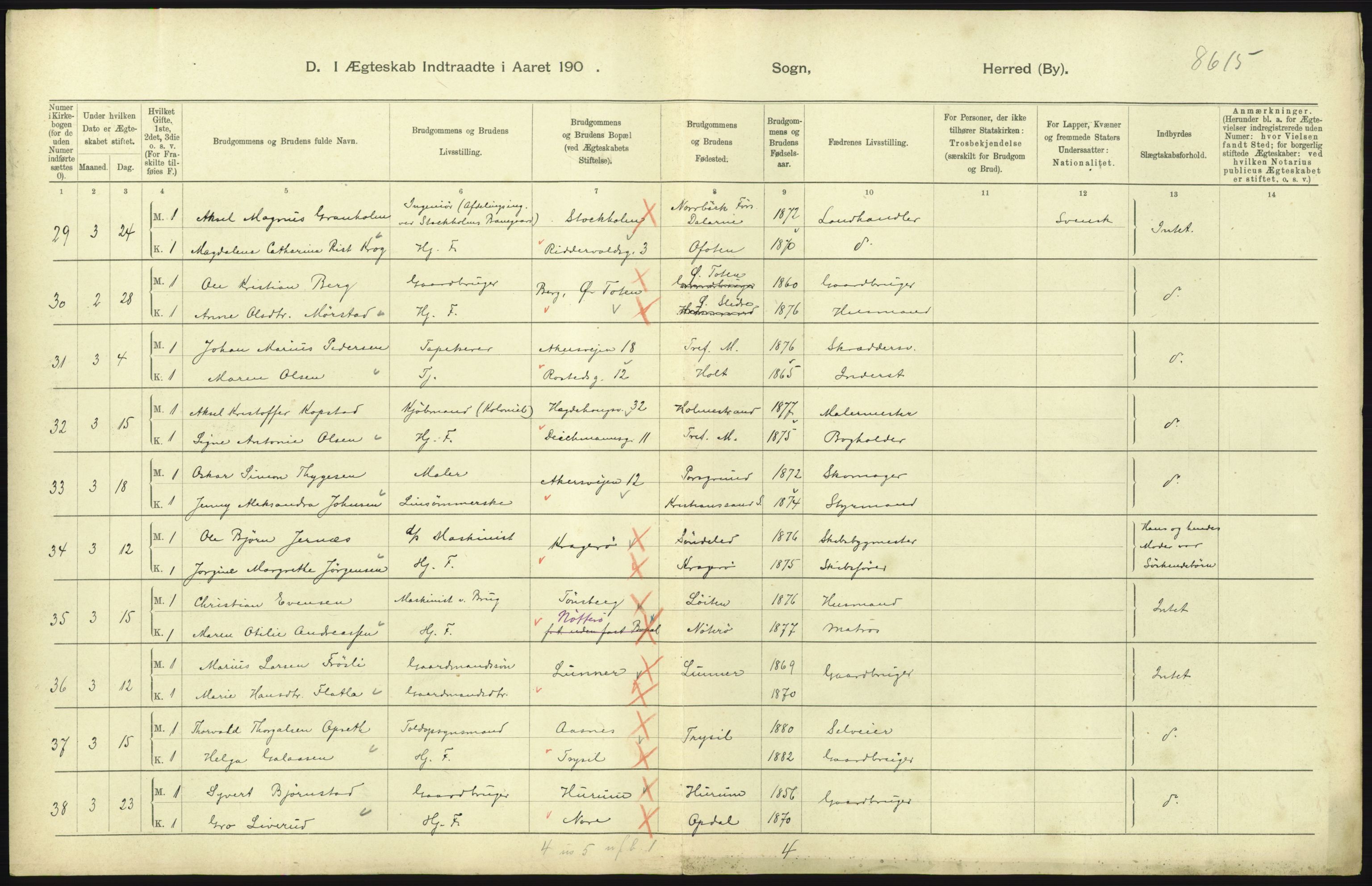 Statistisk sentralbyrå, Sosiodemografiske emner, Befolkning, AV/RA-S-2228/D/Df/Dfa/Dfaa/L0004: Kristiania: Gifte, døde, 1903, p. 609