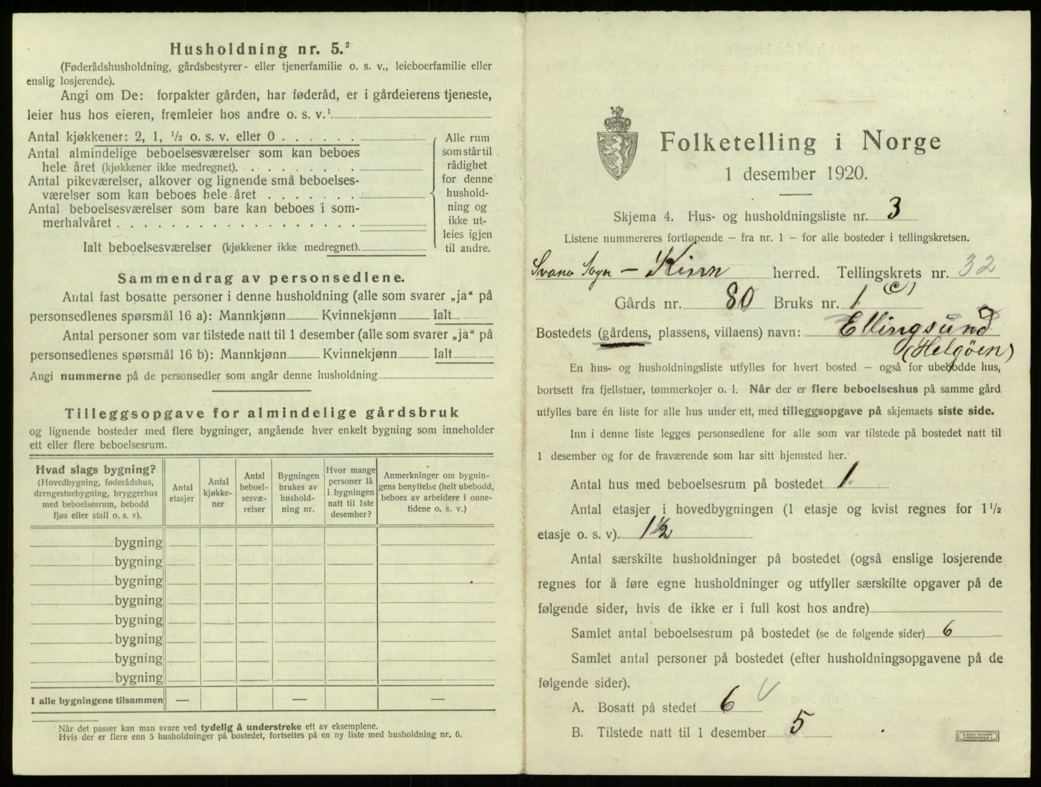 SAB, 1920 census for Kinn, 1920, p. 1565