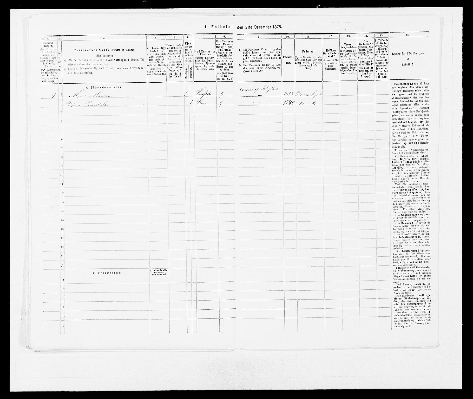 SAB, 1875 census for 1218P Finnås, 1875, p. 609