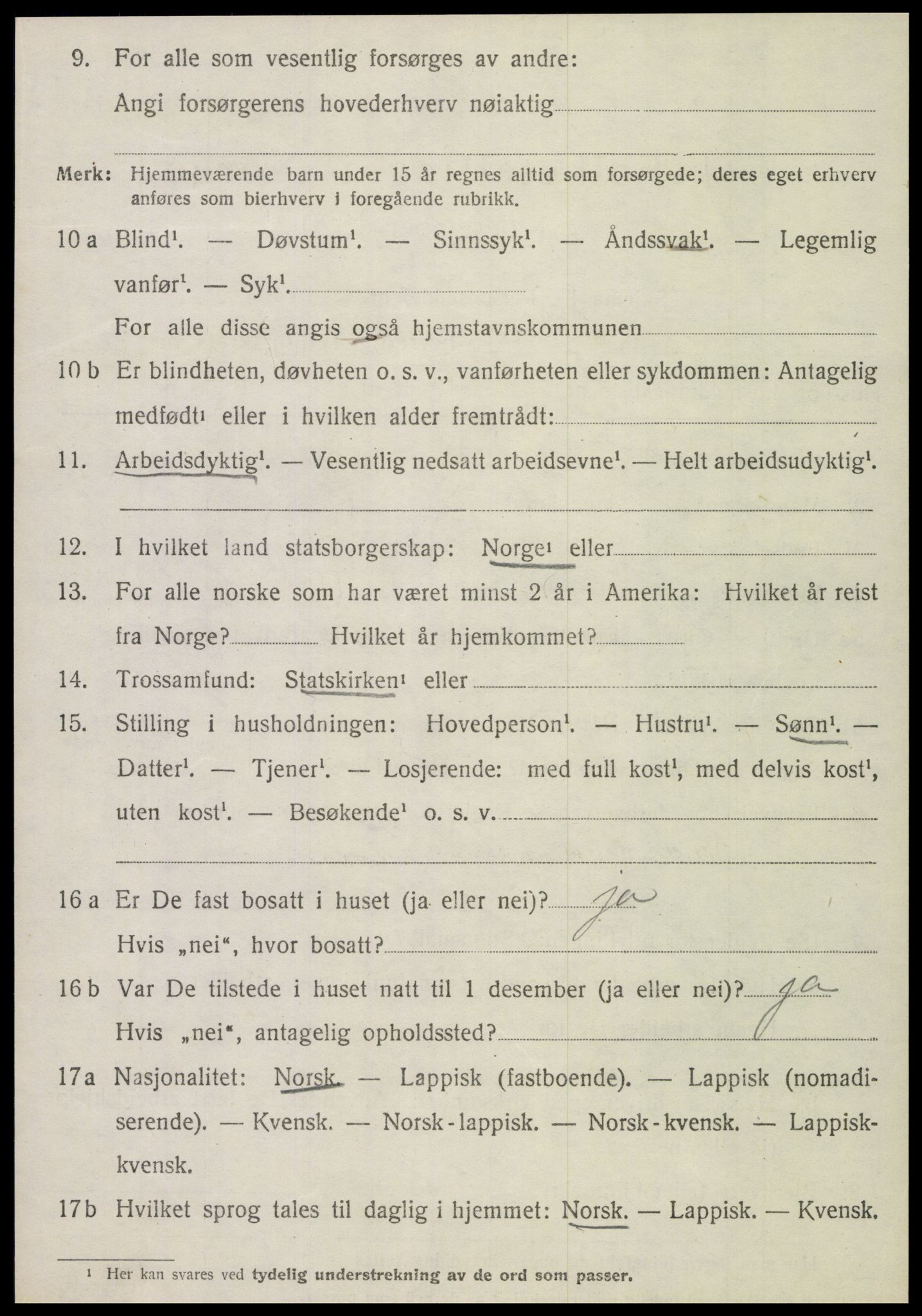 SAT, 1920 census for Klinga, 1920, p. 2380