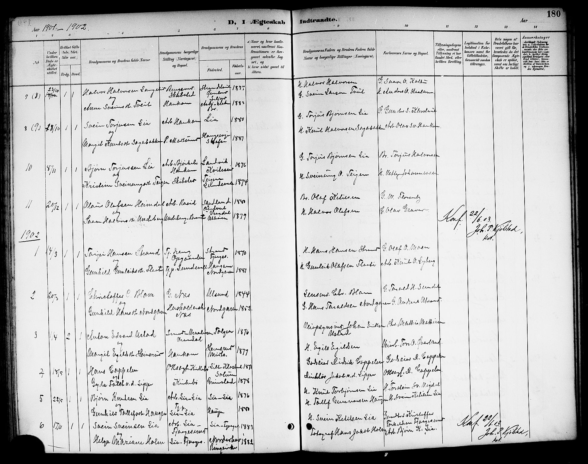 Kviteseid kirkebøker, SAKO/A-276/G/Ga/L0002: Parish register (copy) no. I 2, 1893-1918, p. 180