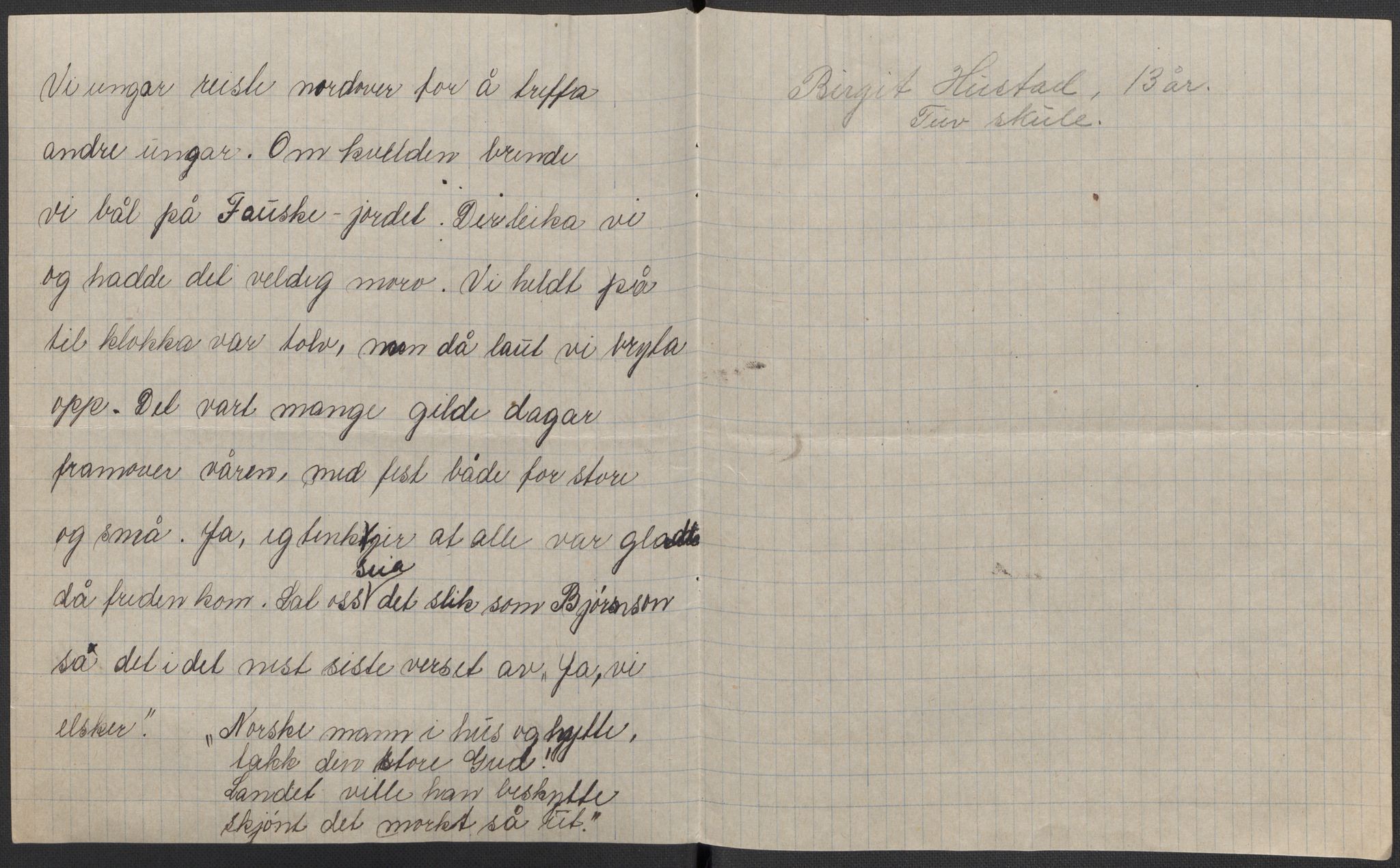 Det norske totalavholdsselskap, RA/PA-0419/E/Eb/L0603: Skolestiler om krigstida (ordnet topografisk etter distrikt og skole), 1946, p. 158