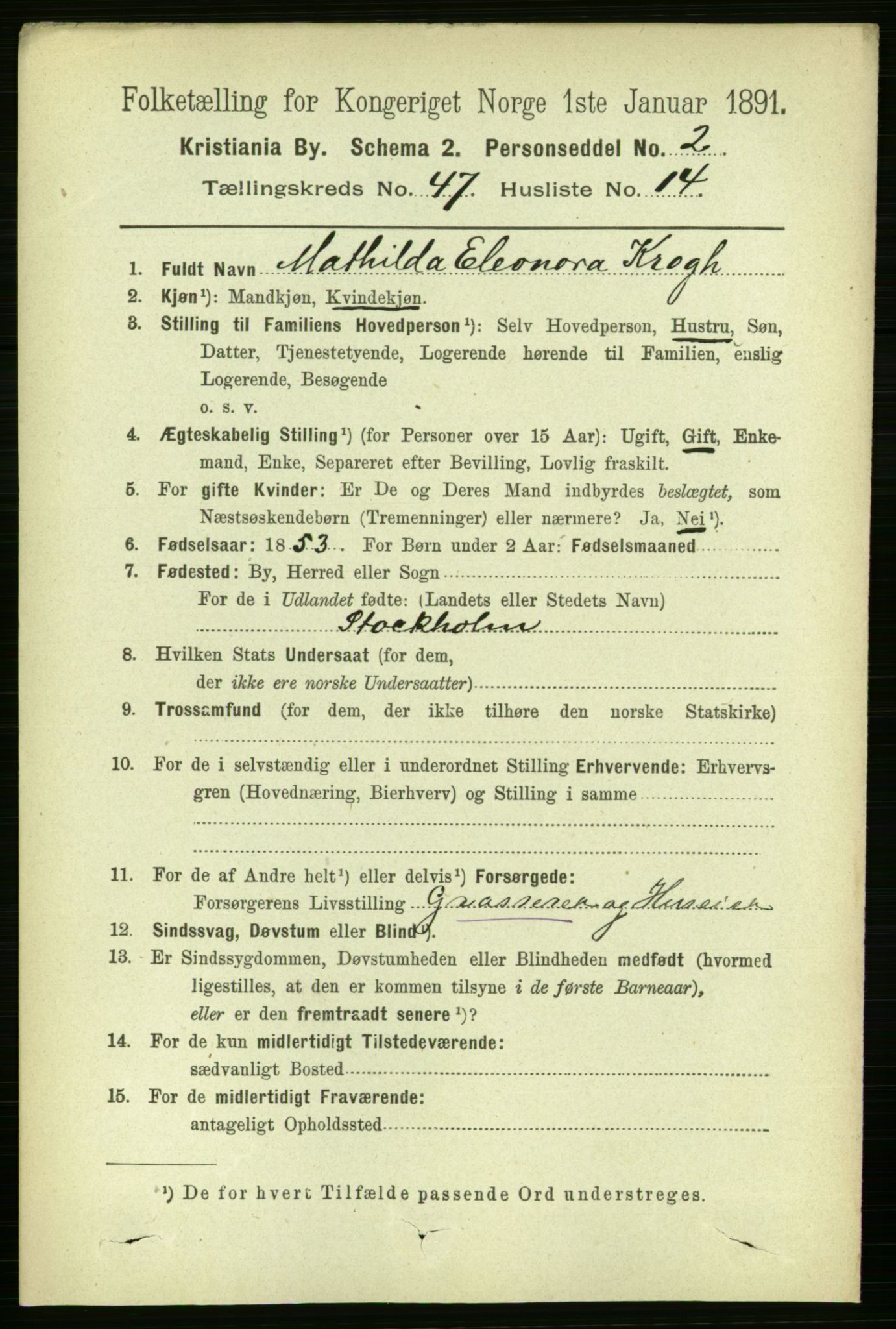 RA, 1891 census for 0301 Kristiania, 1891, p. 28328