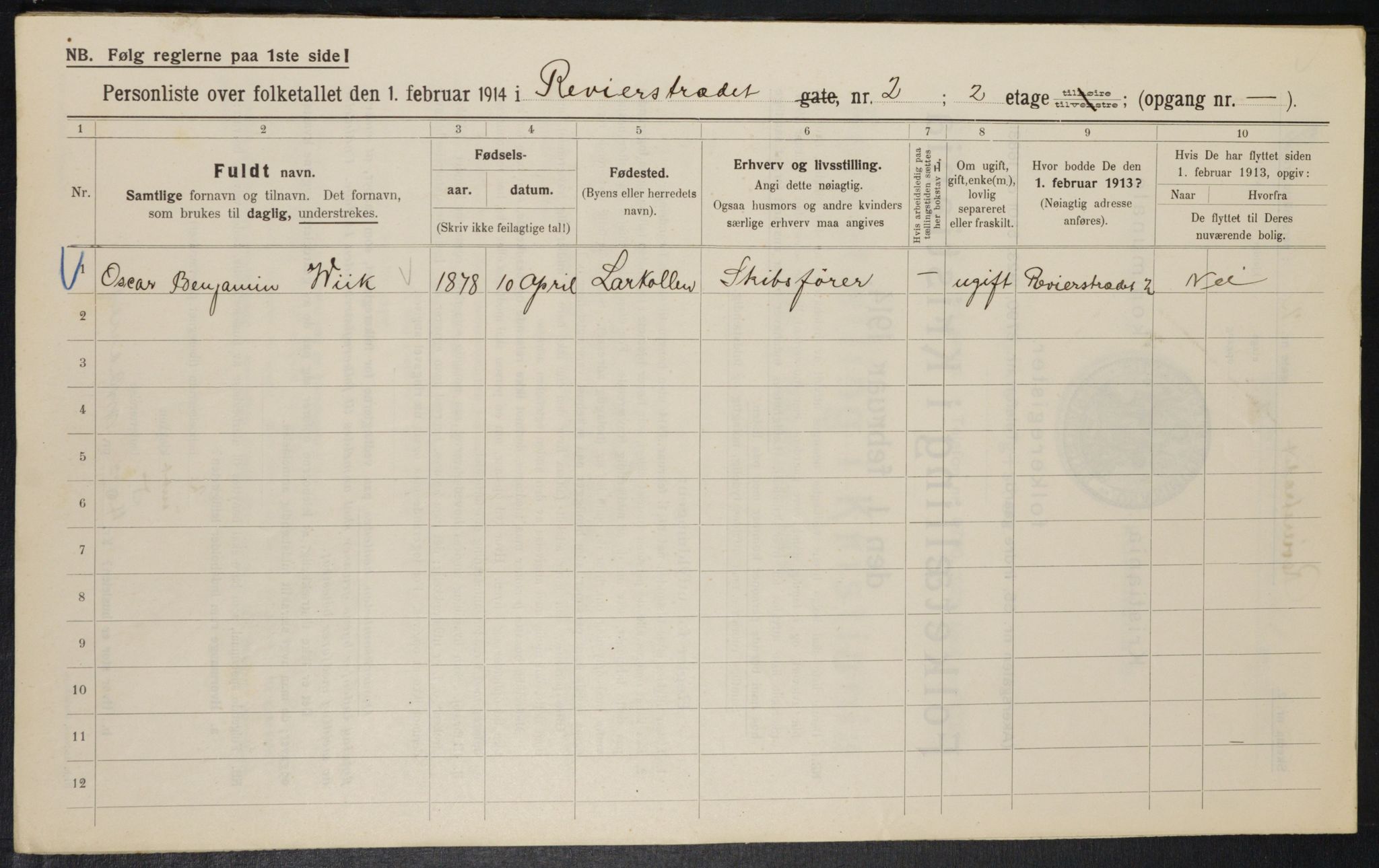 OBA, Municipal Census 1914 for Kristiania, 1914, p. 82780