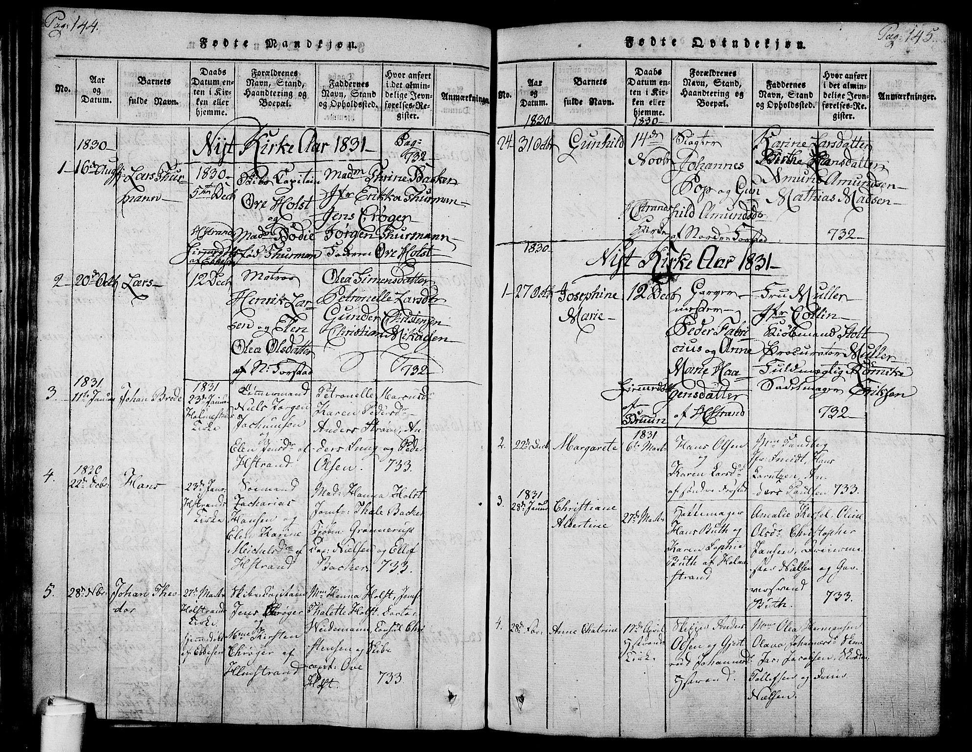 Holmestrand kirkebøker, AV/SAKO-A-346/F/Fa/L0001: Parish register (official) no. 1, 1814-1840, p. 144-145