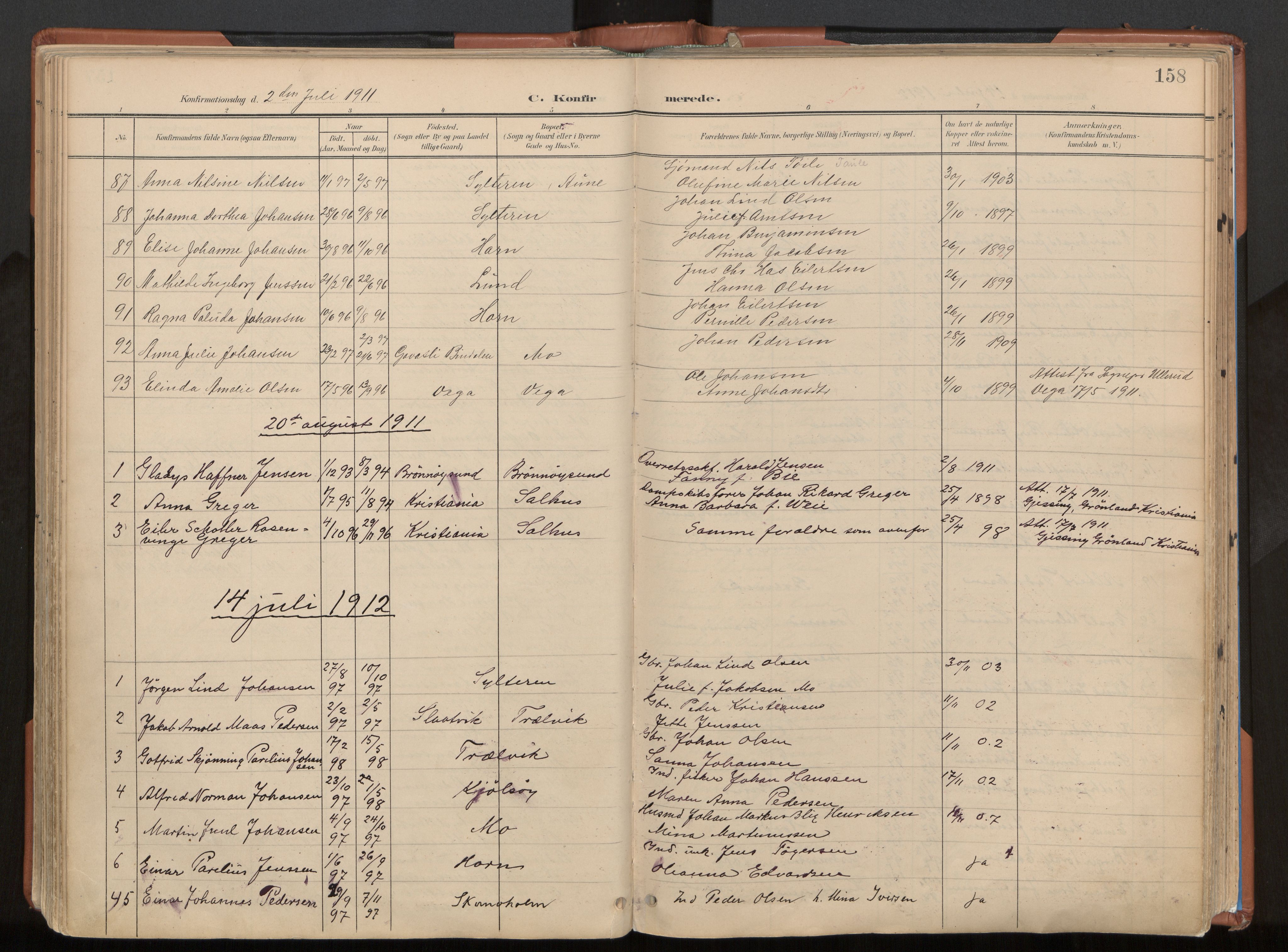 Ministerialprotokoller, klokkerbøker og fødselsregistre - Nordland, SAT/A-1459/813/L0201: Parish register (official) no. 813A11, 1901-1918, p. 158
