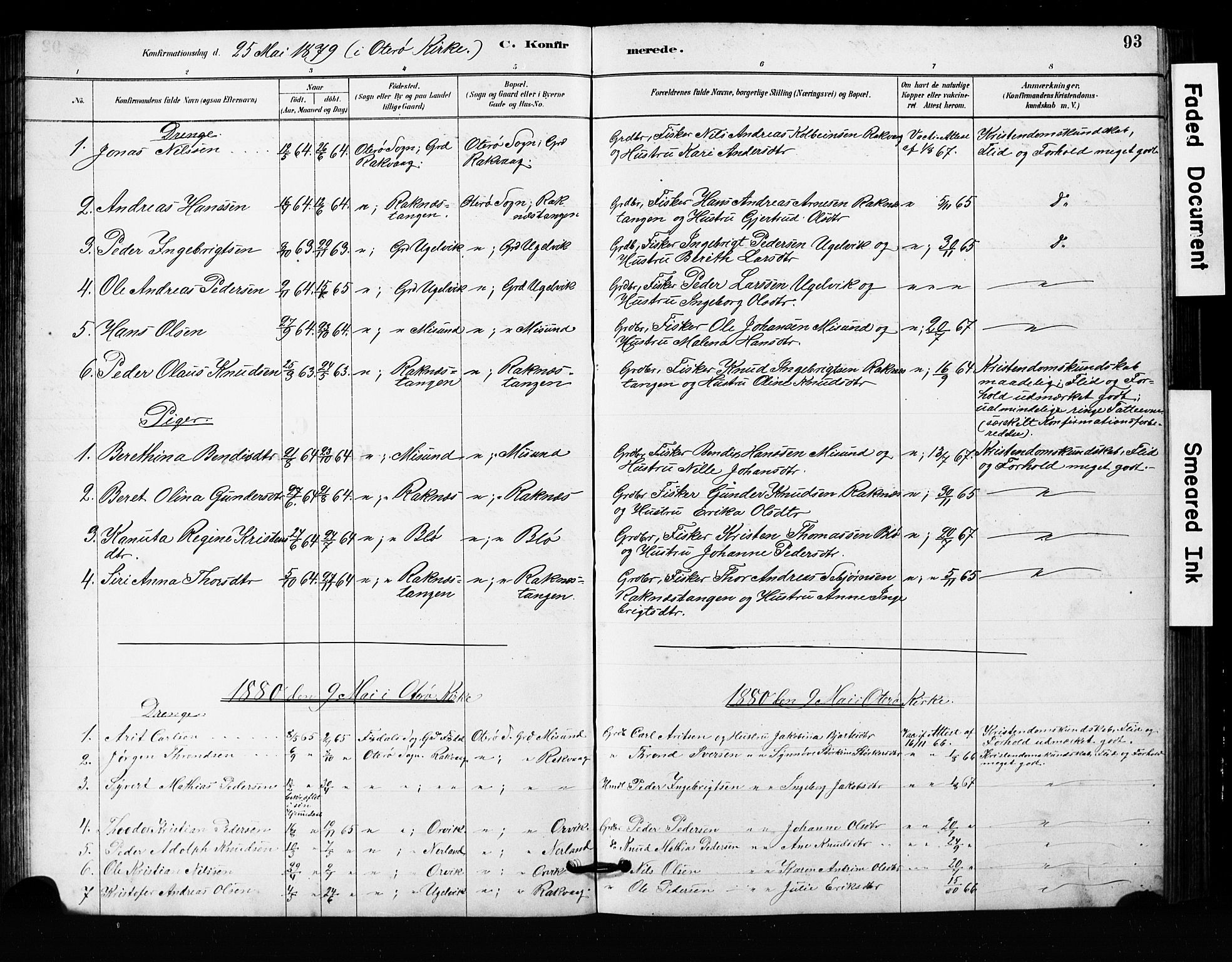 Ministerialprotokoller, klokkerbøker og fødselsregistre - Møre og Romsdal, SAT/A-1454/563/L0737: Parish register (copy) no. 563C01, 1878-1916, p. 93