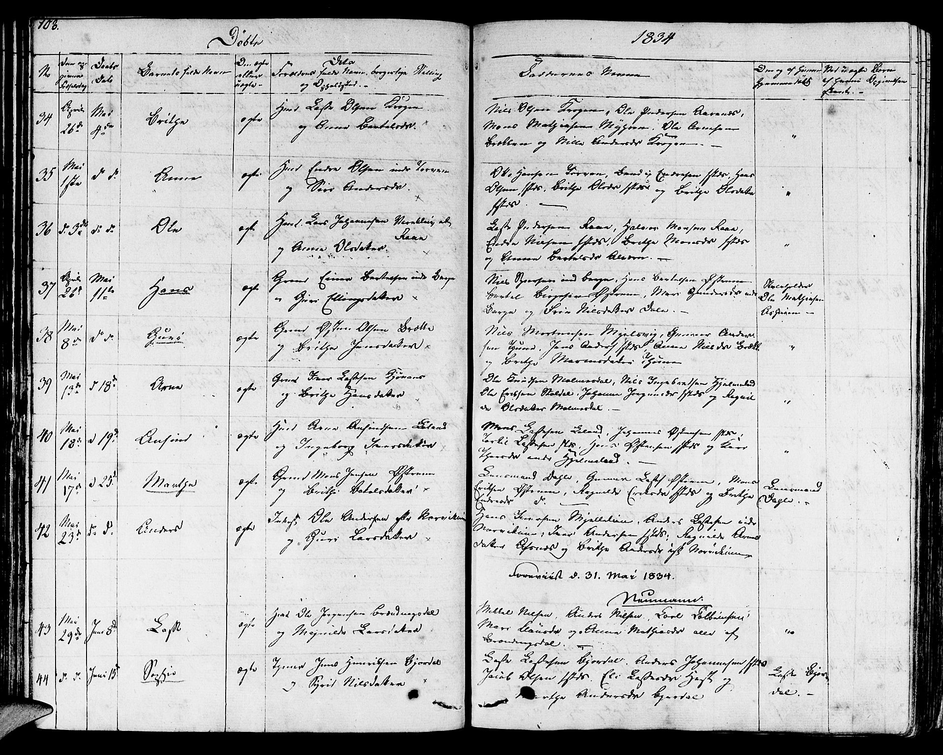 Lavik sokneprestembete, AV/SAB-A-80901: Parish register (official) no. A 2I, 1821-1842, p. 103